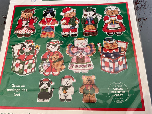 Dimensions Christmas Cats Ornaments kit on plastic canvas