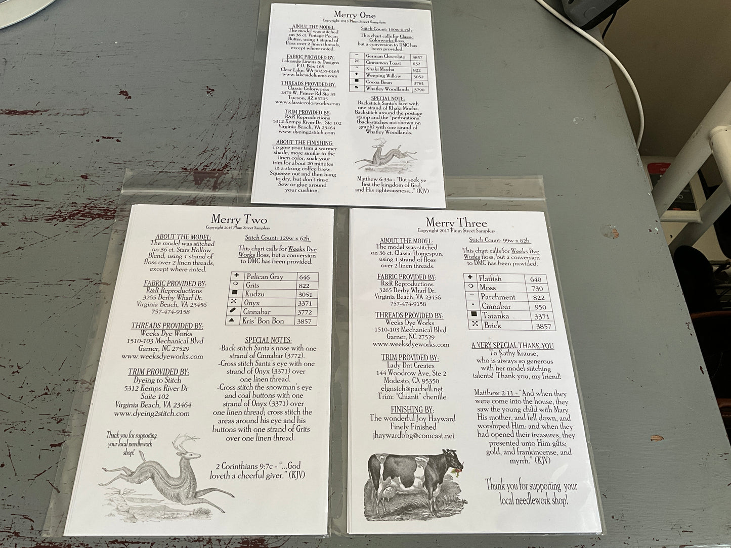Plum Street Samplers A Bowl Full of Merries Merry 1-3 set of 3 cross stitch charts
