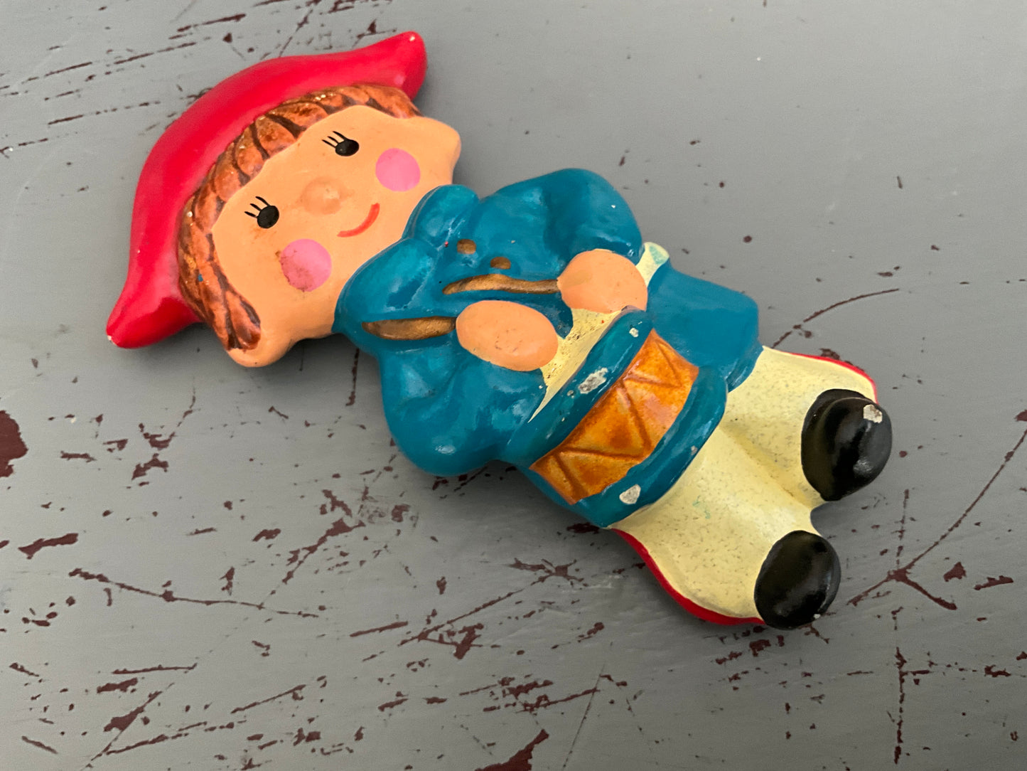 Little Drummer Boy vintage hand painted resin Christmas holiday ornament