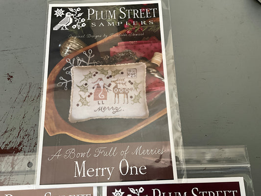 Plum Street Samplers A Bowl Full of Merries Merry 1-3 set of 3 cross stitch charts