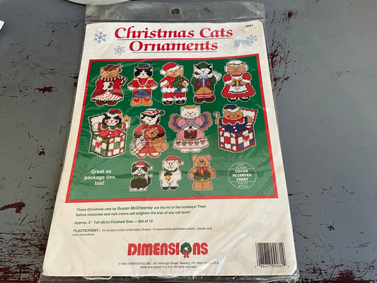 Dimensions Christmas Cats Ornaments kit on plastic canvas