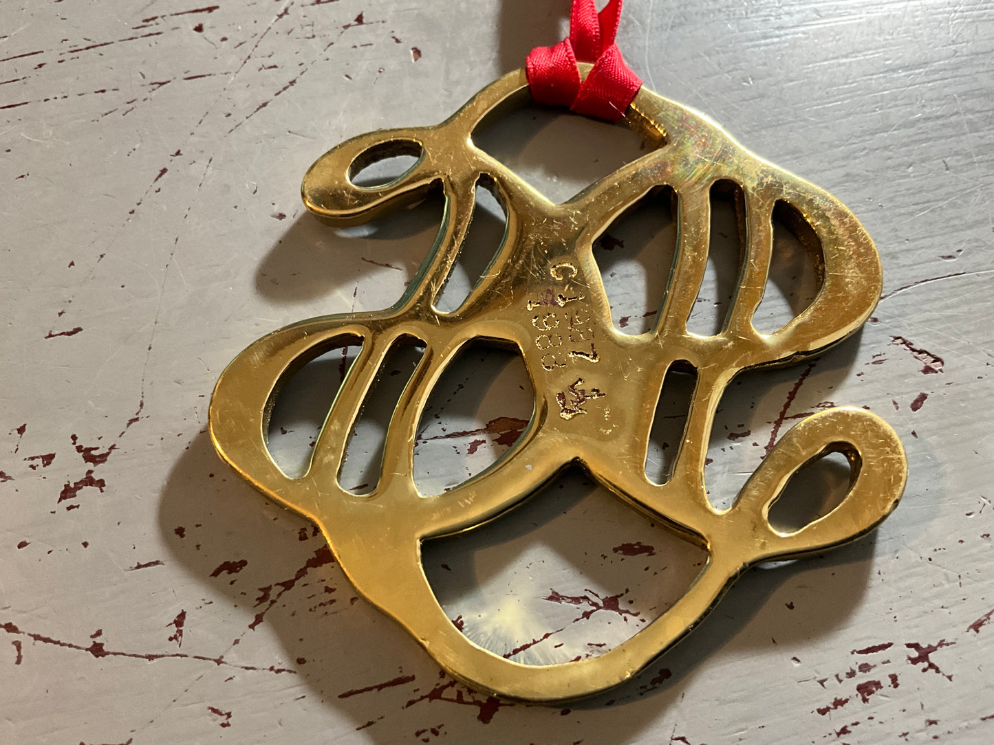 Virginia Metalcrafters Charle II Cypher gold tone Christmas holiday ornament