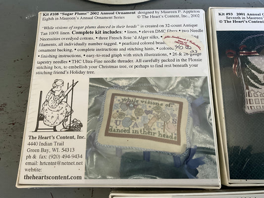 The Hearts Content choice annual ornament cross stitch kits see pictures and variations