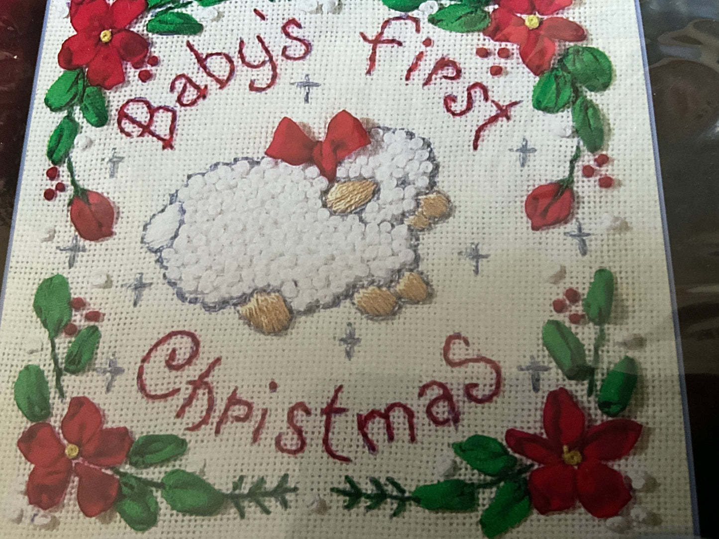 Plaid Bucilla Baby’s First Christmas silk Ribbon kit 5 by 5 inches