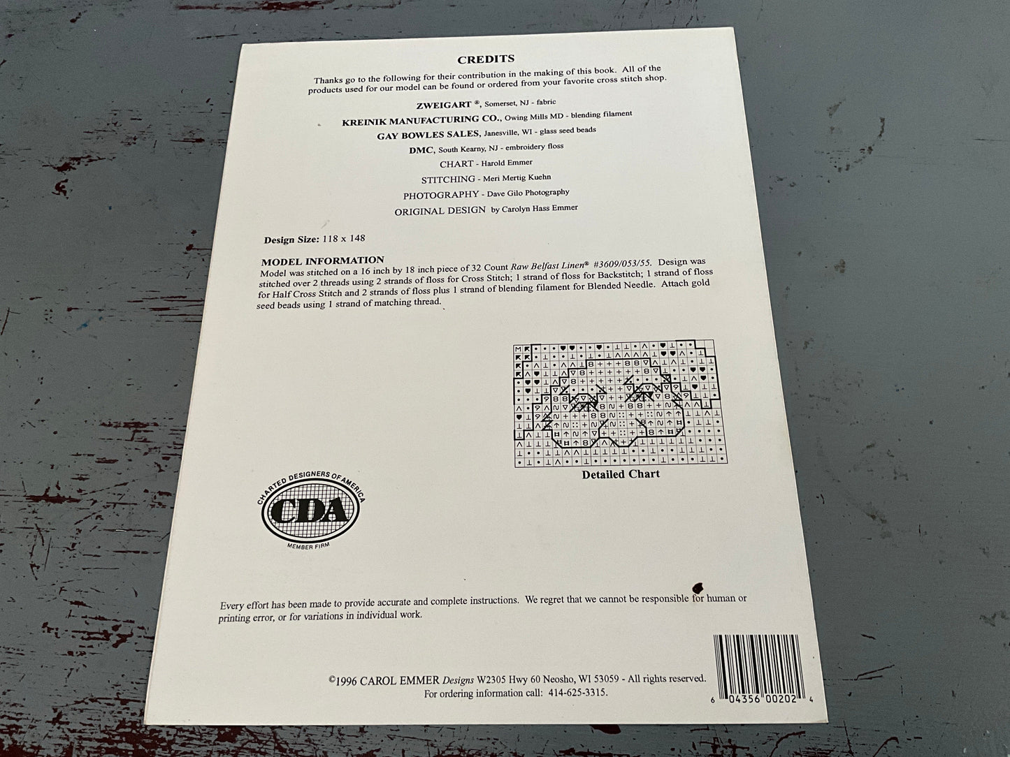 Carol Emmer Designs The Gift Book 202 counted cross stitch chart