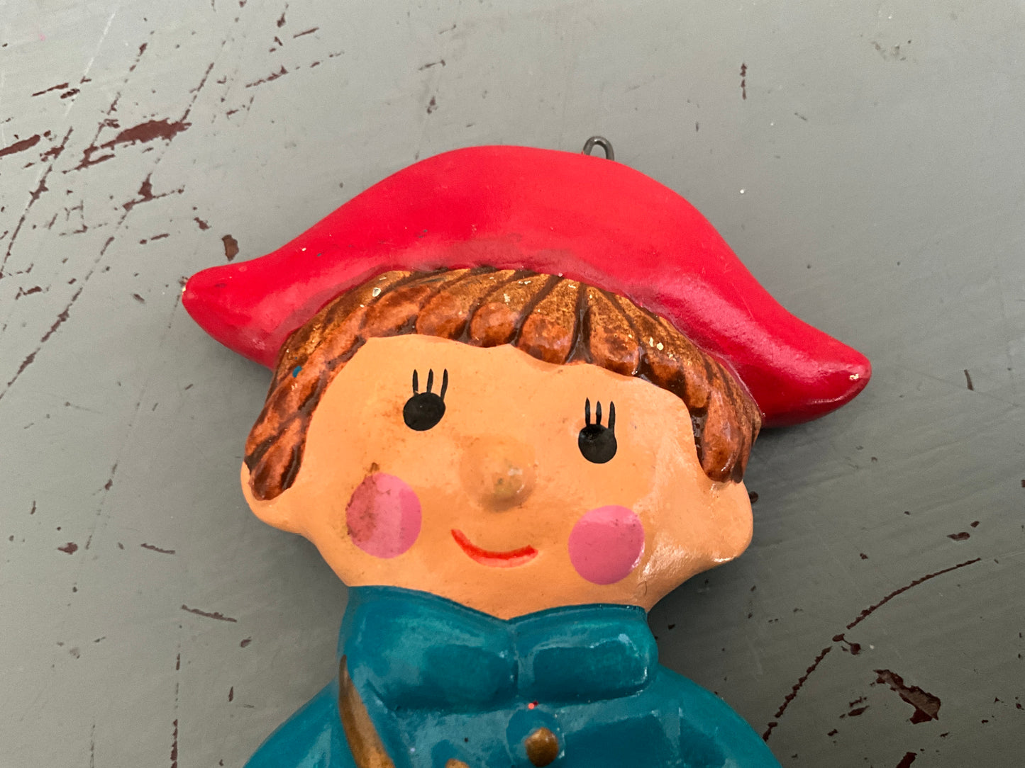 Little Drummer Boy vintage hand painted resin Christmas holiday ornament