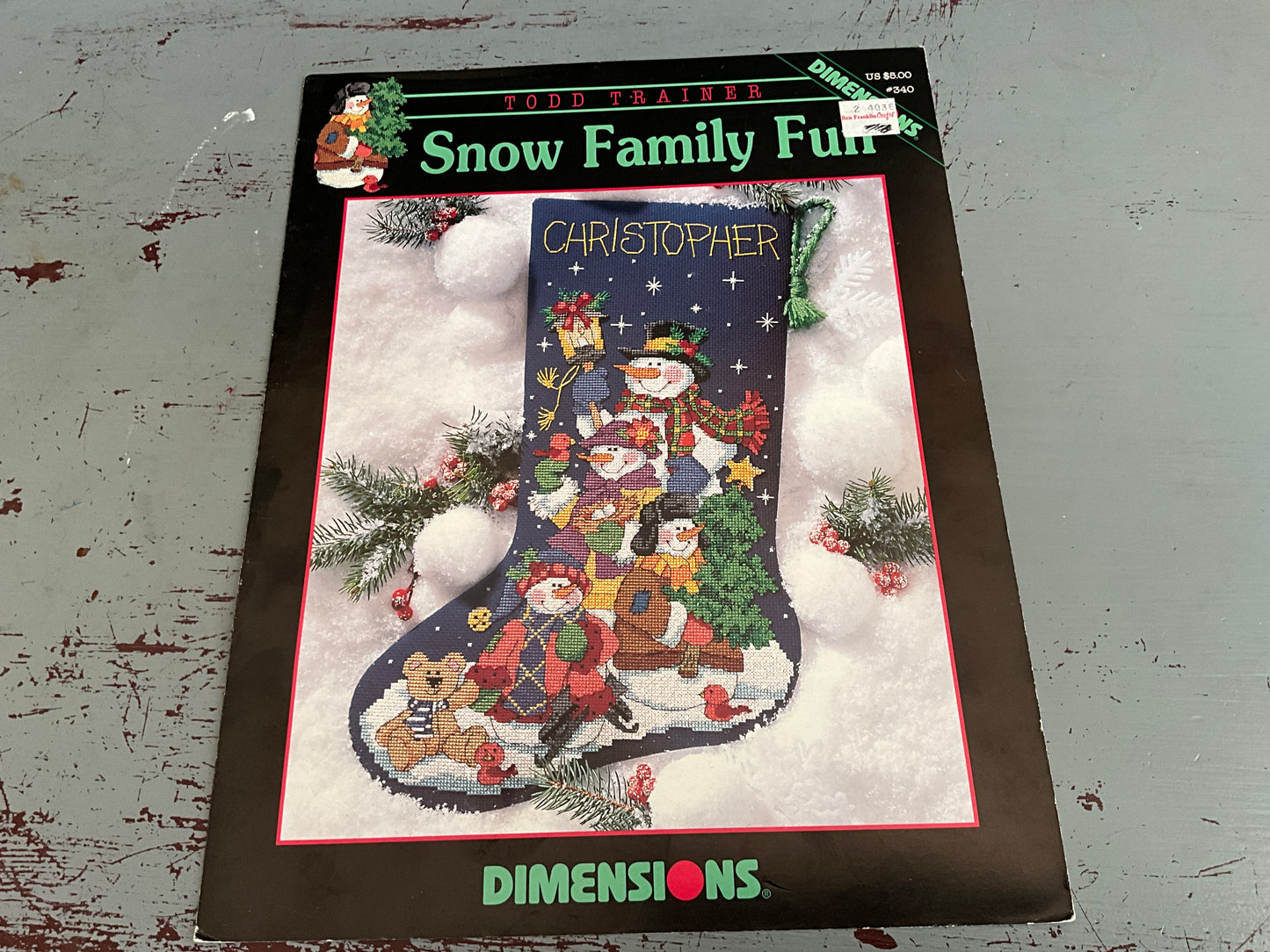 Dimensions Snow Family Fun stocking cross stitch chart