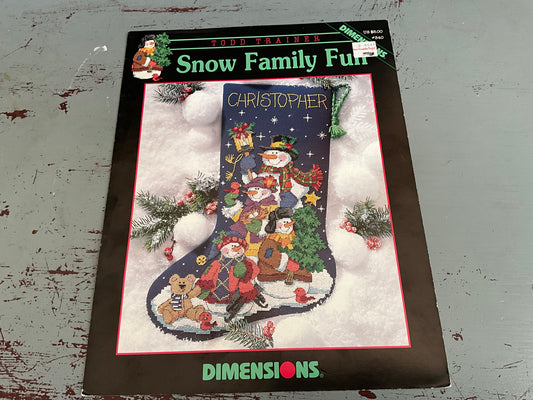 Dimensions Snow Family Fun stocking cross stitch chart