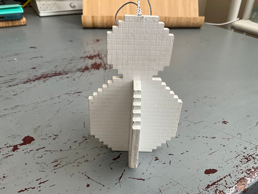 Sensational Snowman Minecraft style wooden Christmas ornament