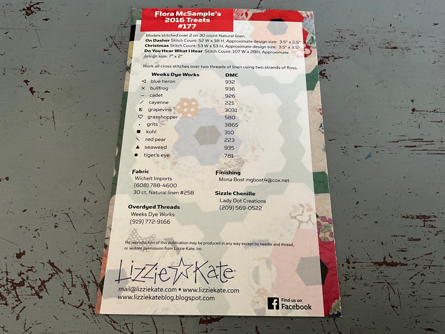 Lizzie Kate Flora Mc Sample’s 2016 Treats #177 counted cross stitch chart