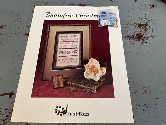 Just Nan Snowfire Christmas cross stitch chart with bead embellishments pack