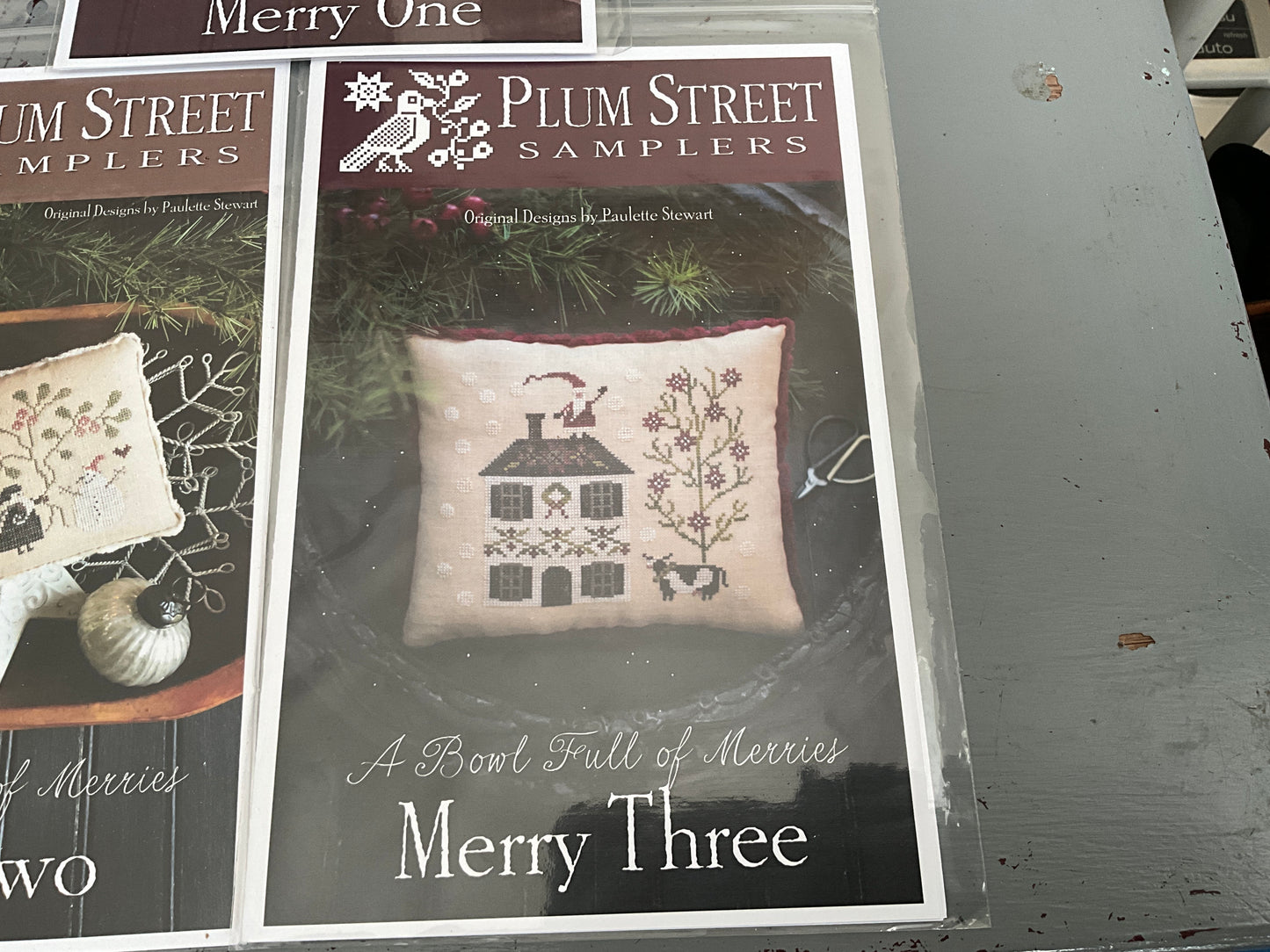 Plum Street Samplers A Bowl Full of Merries Merry 1-3 set of 3 cross stitch charts