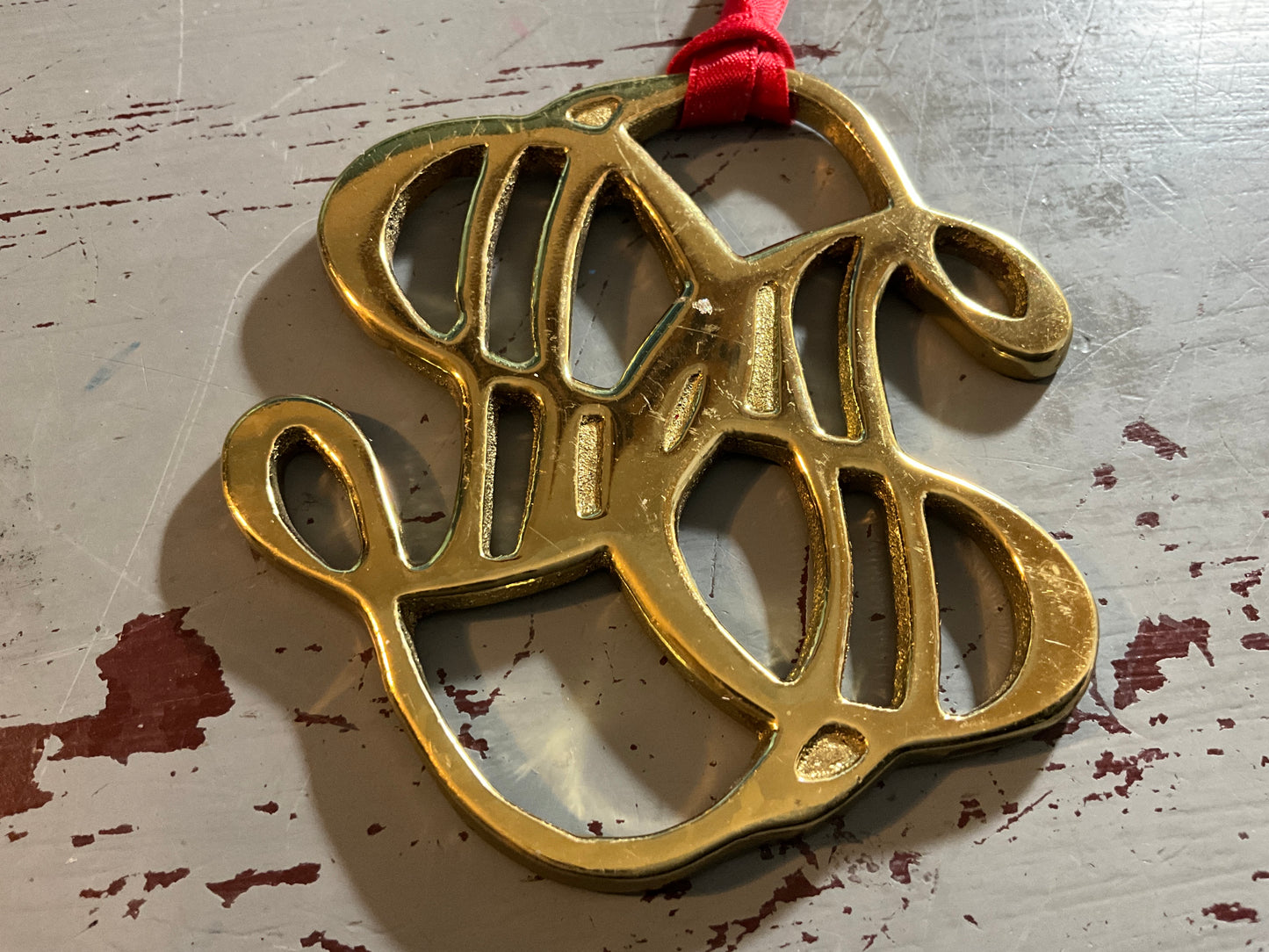 Virginia Metalcrafters Charle II Cypher gold tone Christmas holiday ornament