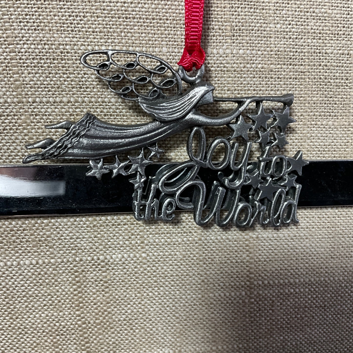 Precious pewter Joy to the World Trumpeting Angel ornament