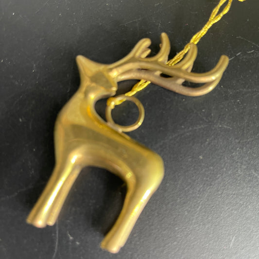Sensational solid brass reindeer vintage Christmas ornament