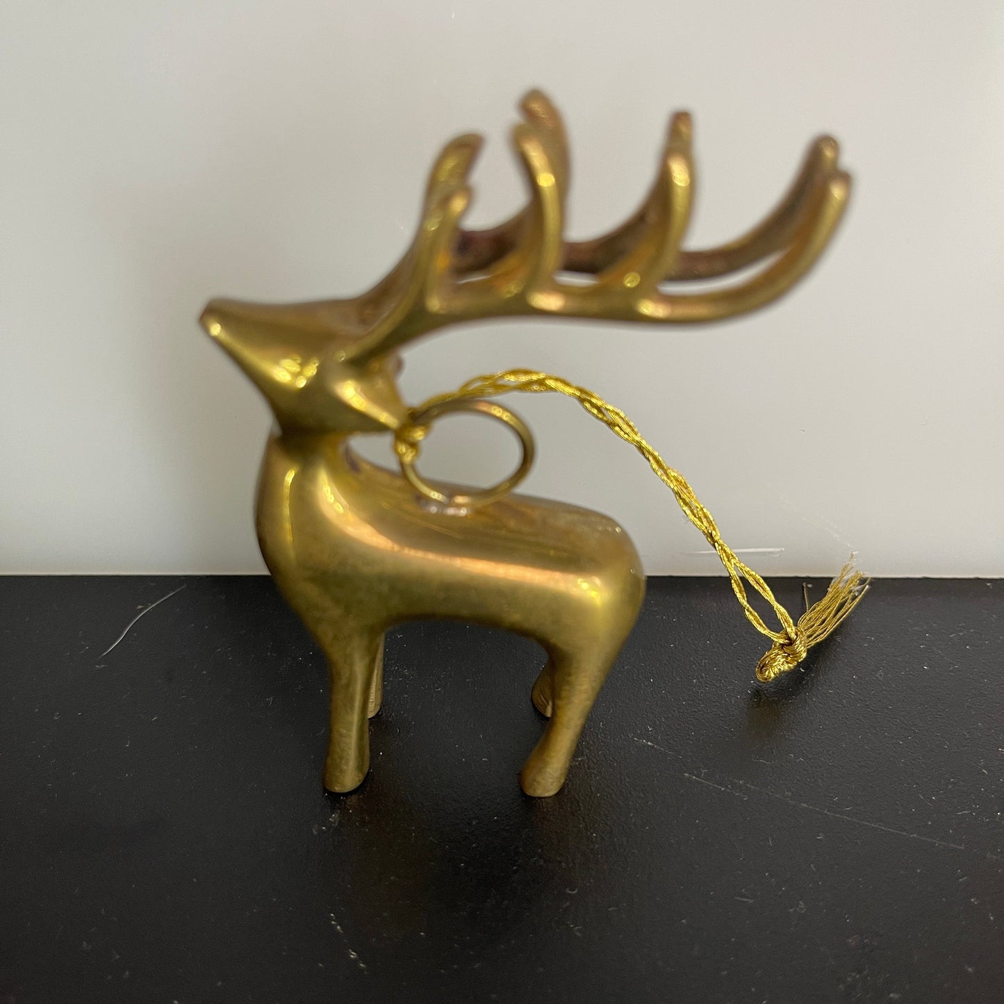 Sensational solid brass reindeer vintage Christmas ornament