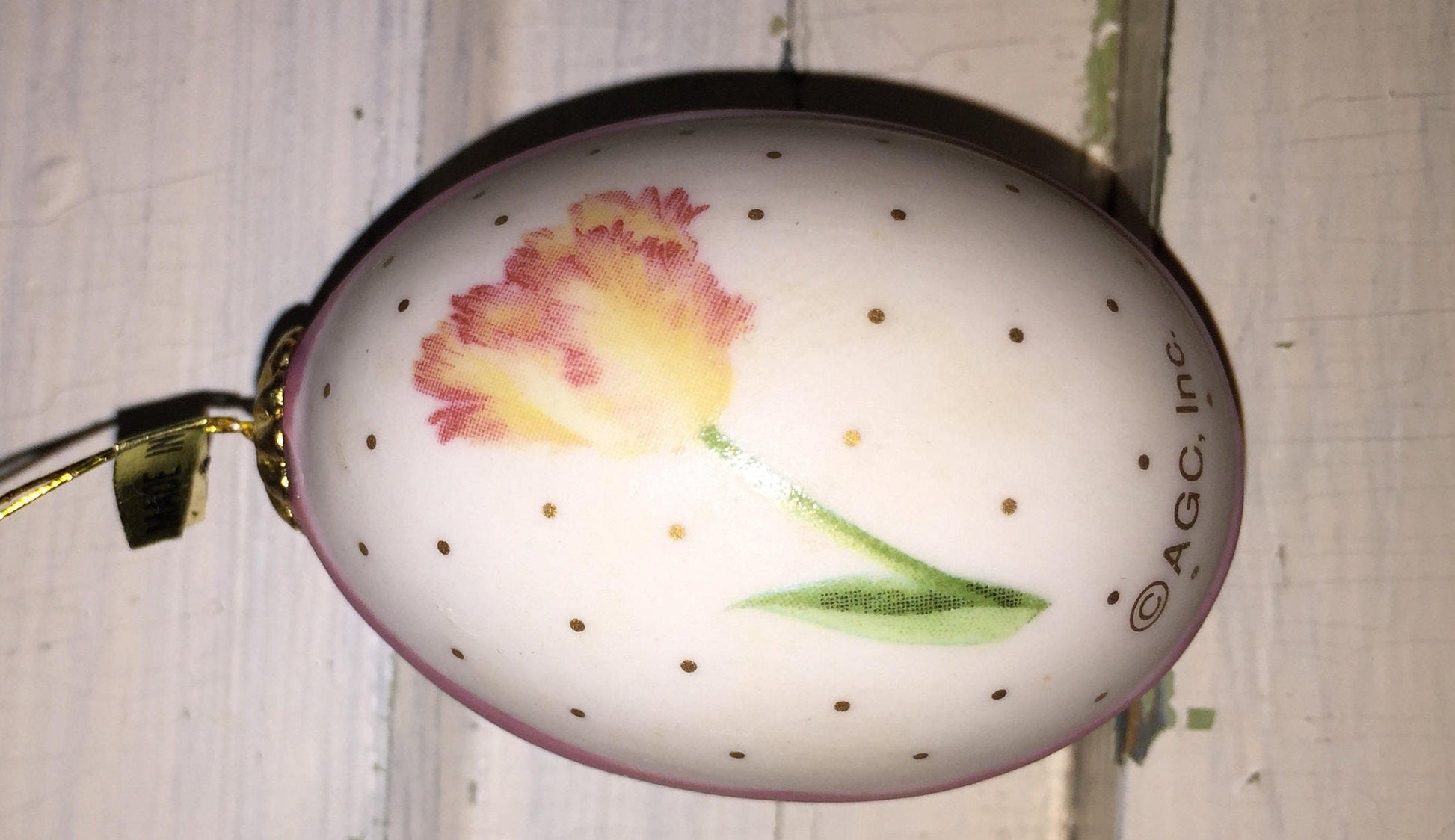 AGC Inc, cute painted mini Easter egg vintage ornament