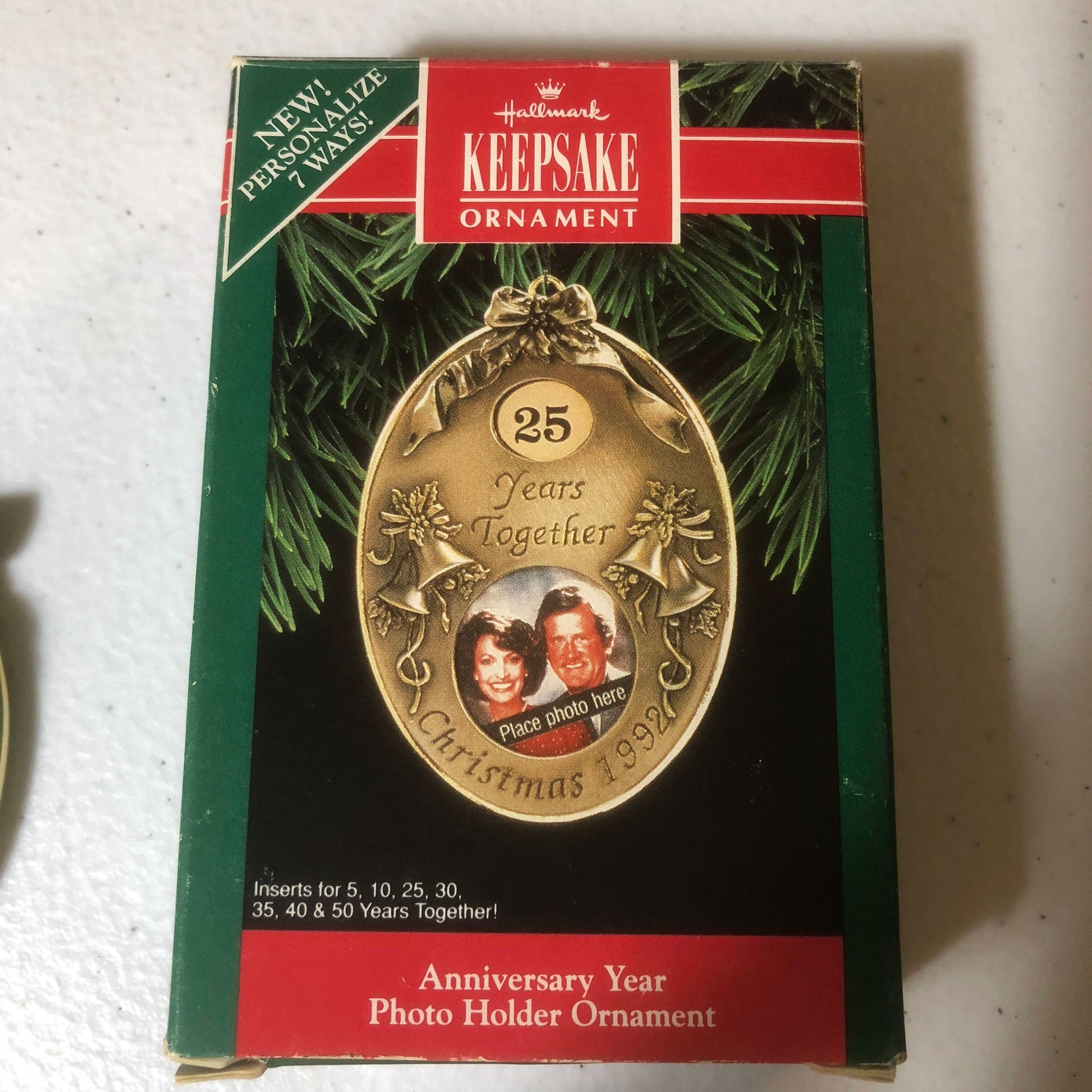 Hallmark, Anniversary Year with 5th, 10th, 25th, 30th, 35th, 40th, or 50th charms, Vintage 1992, Keepsake Ornament, QX4851