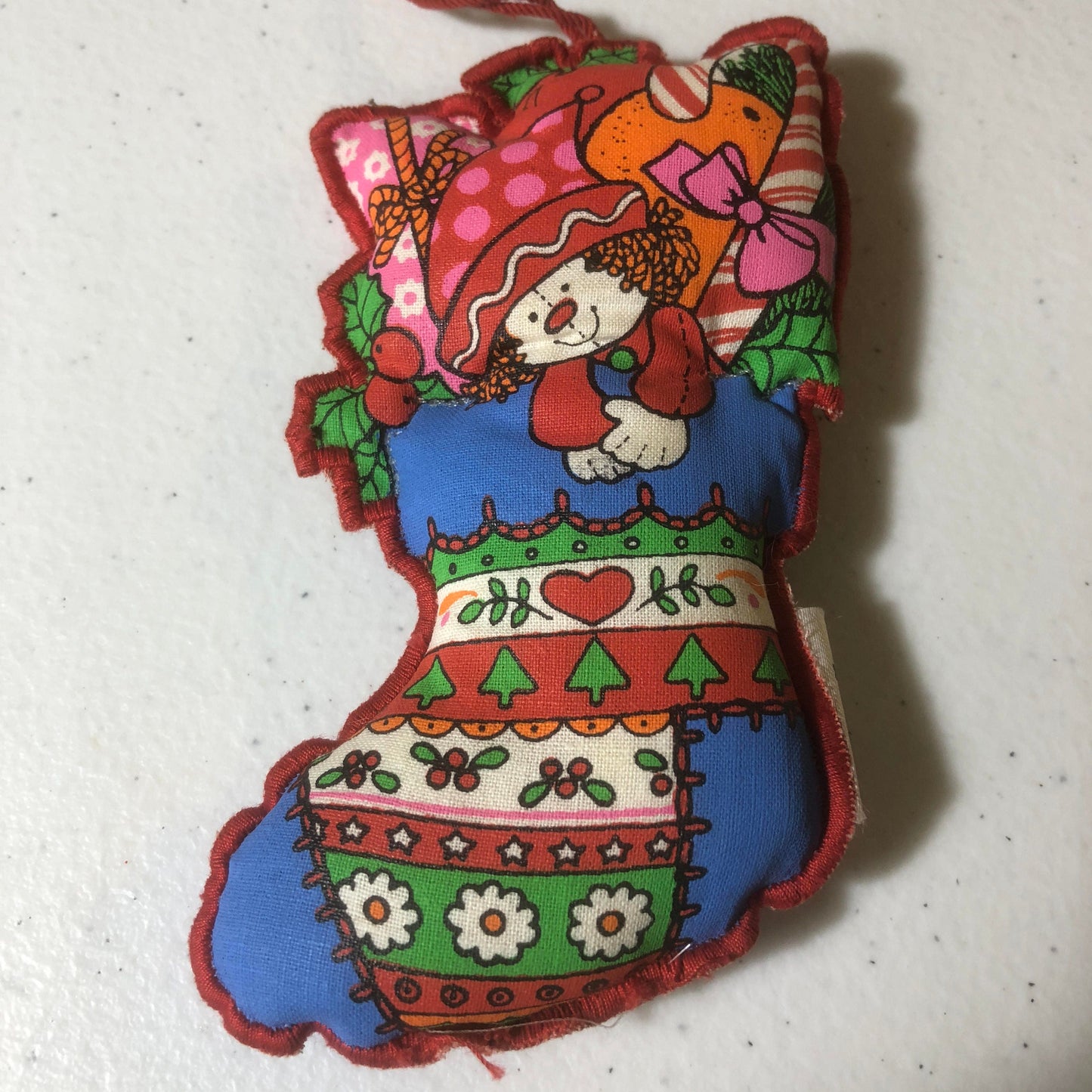 Hallmark, Stocking with Rag Doll and Toys, Vintage, Plush Fabric, Ornament