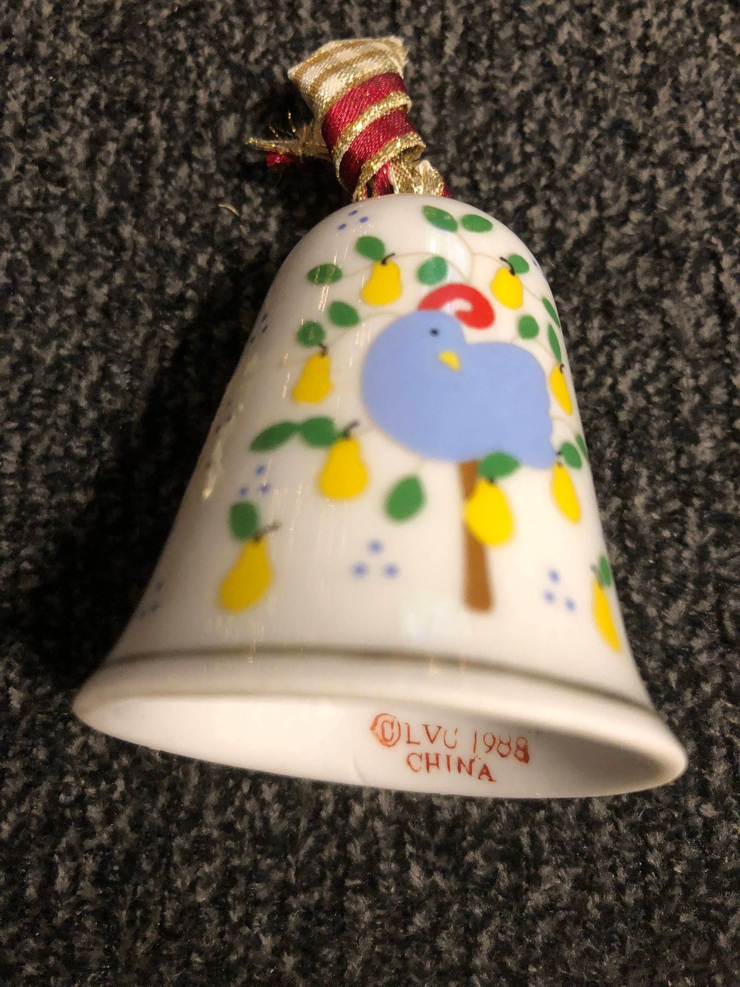 Partridge in a Pear Tree Vintage 1988 Mini Porcelain Bell Ornament LVC1988 China