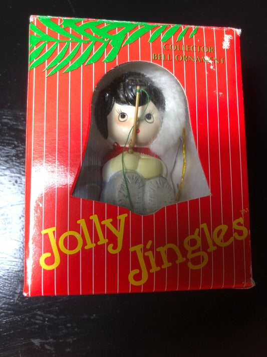 Jolly Jingles, Collector Bell Ornament, Hand Painted Porcelain Bisque