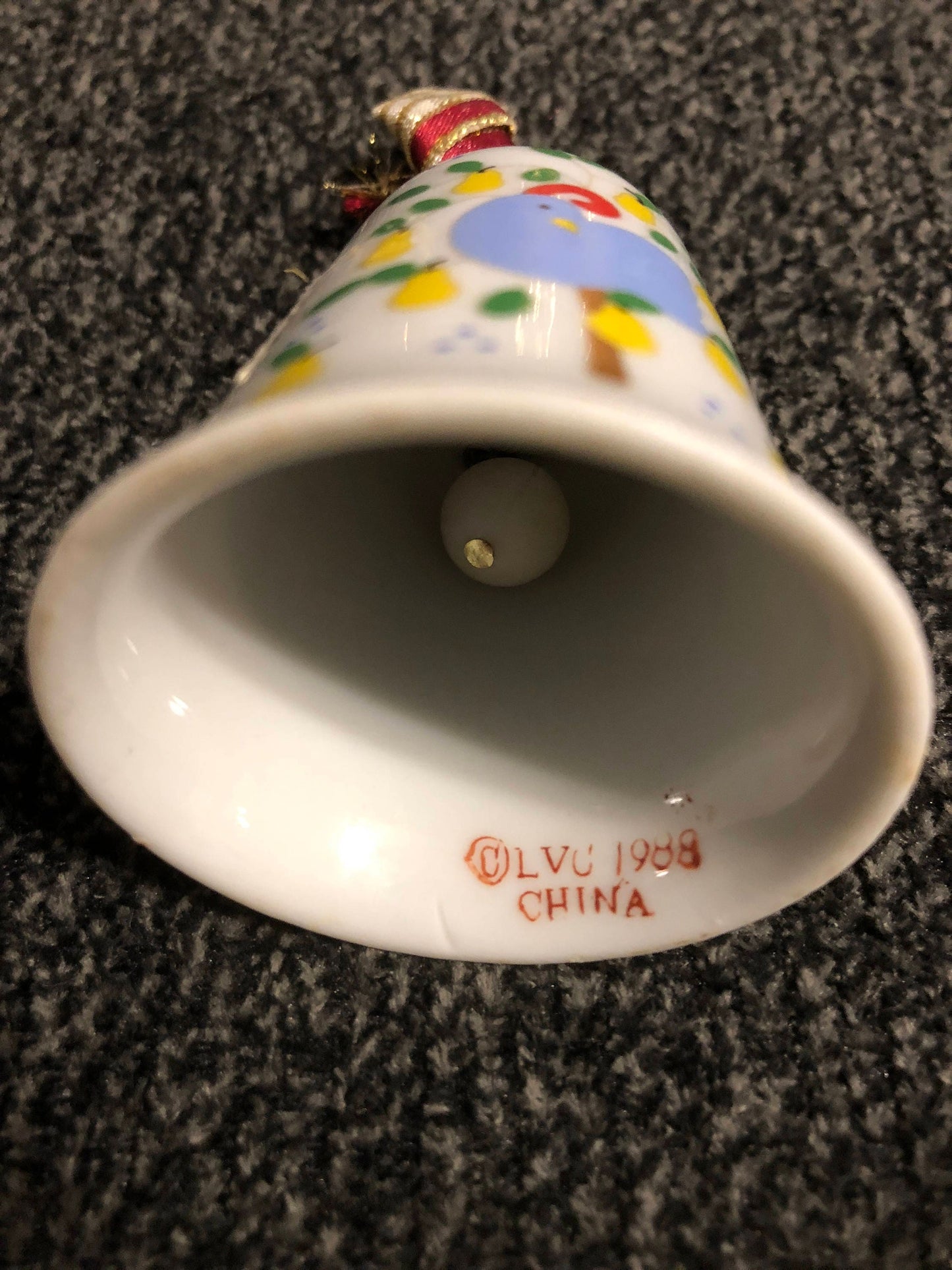 Partridge in a Pear Tree Vintage 1988 Mini Porcelain Bell Ornament LVC1988 China