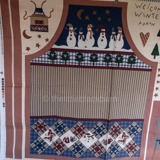 Welcome Winter Snowman Apron Vintage Christmas Fabric Panel