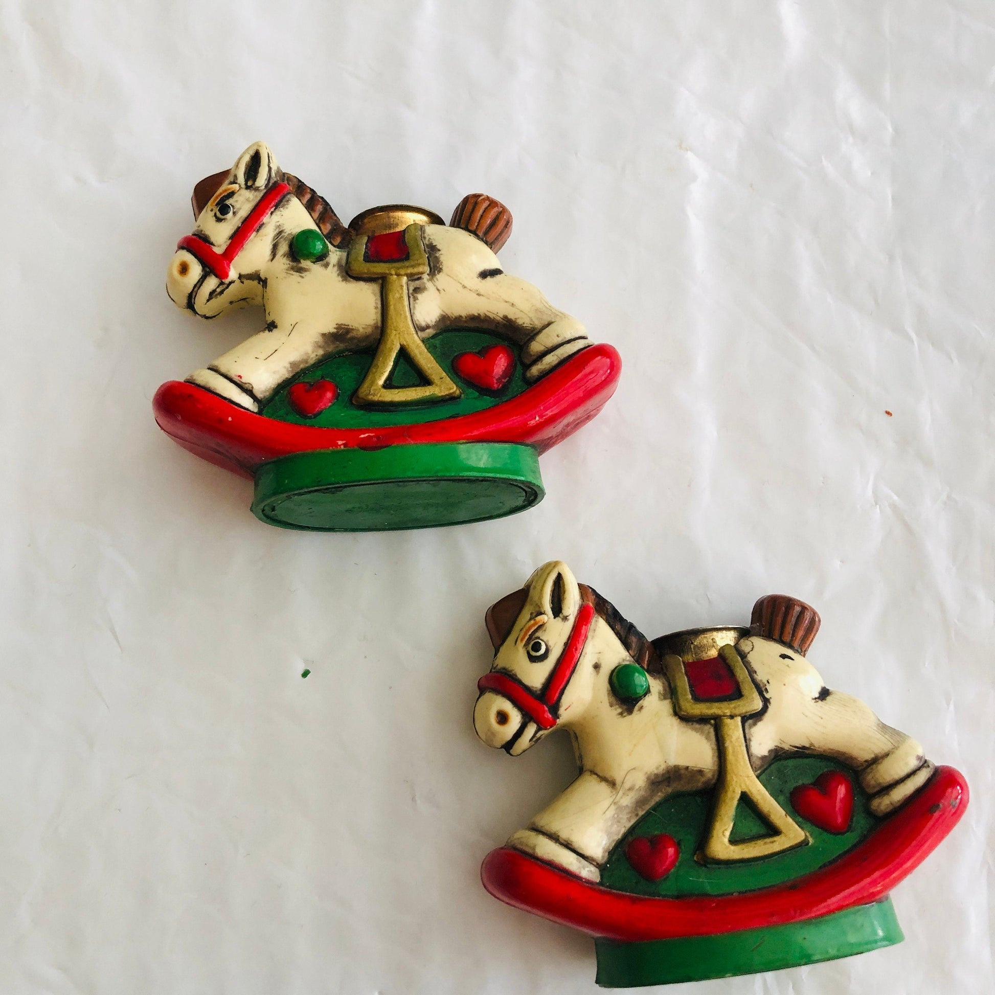 Rocking Horse, Set of 2, Mini Candle Holders, Vintage Collectibles