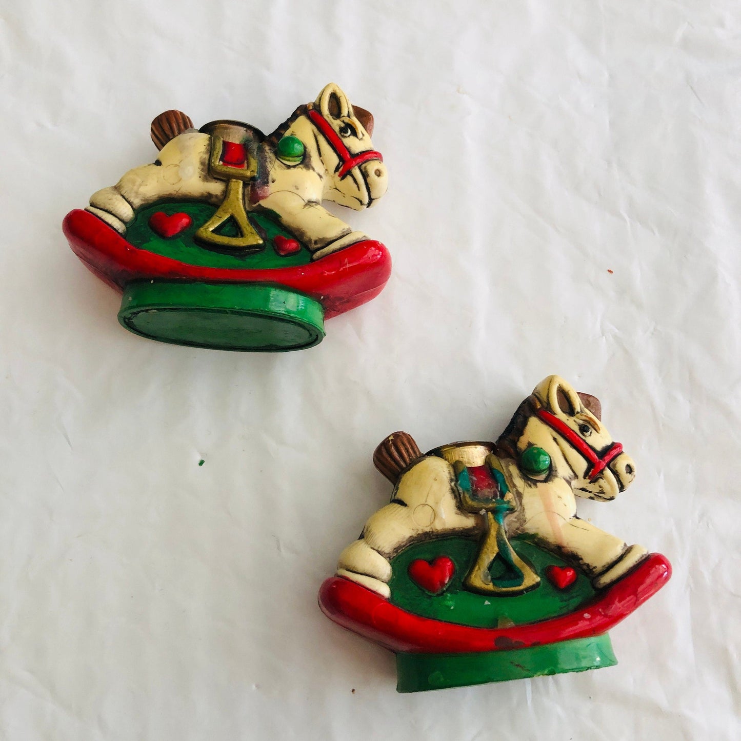 Rocking Horse, Set of 2, Mini Candle Holders, Vintage Collectibles