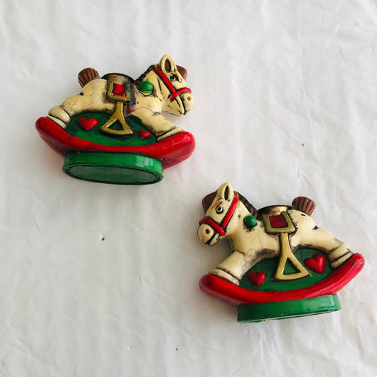 Rocking Horse, Set of 2, Mini Candle Holders, Vintage Collectibles