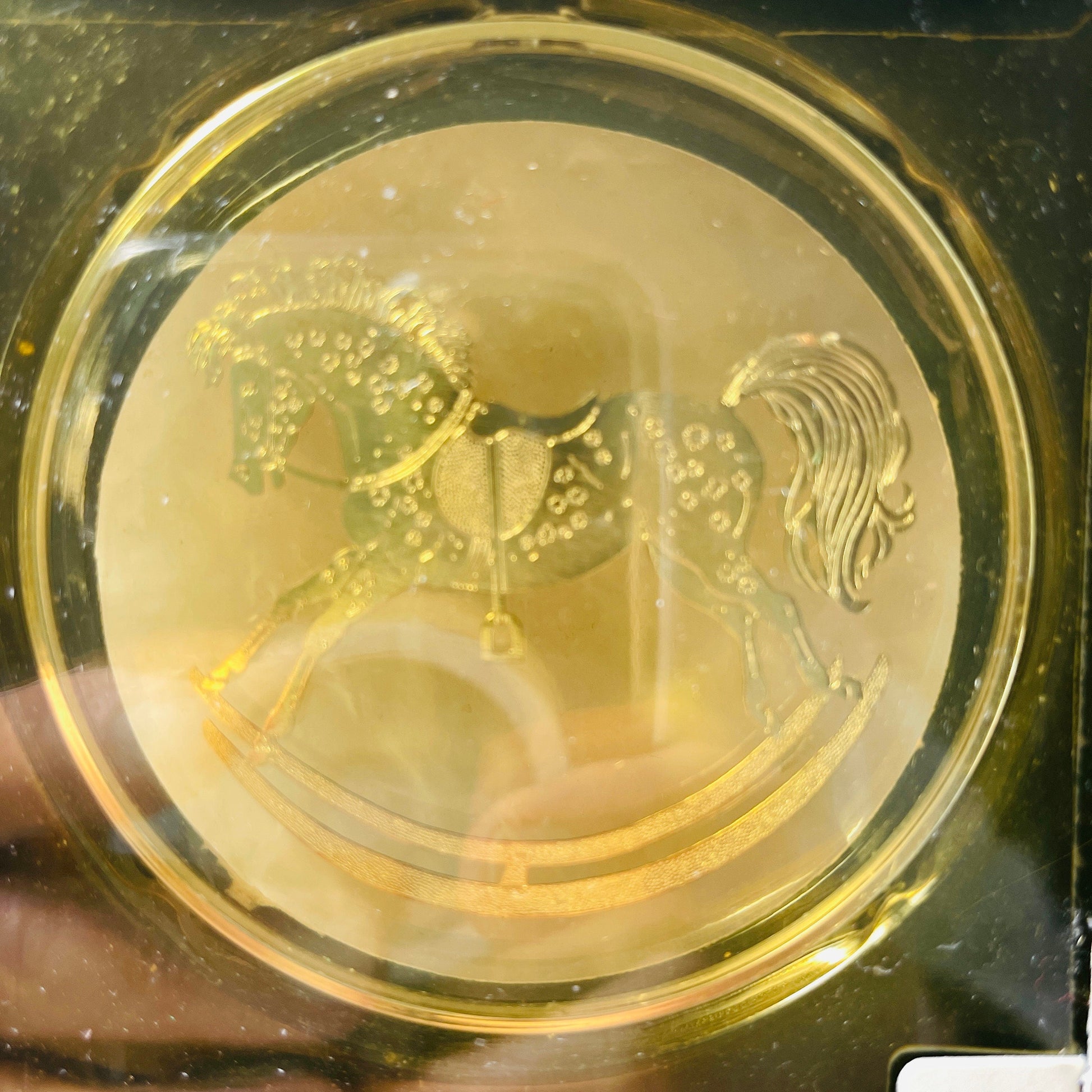 Hallmark, Old Fashioned Rocking Horse, Vintage 1984, Etched Brass and Acrylic, Keepsake Ornament, QX346-4