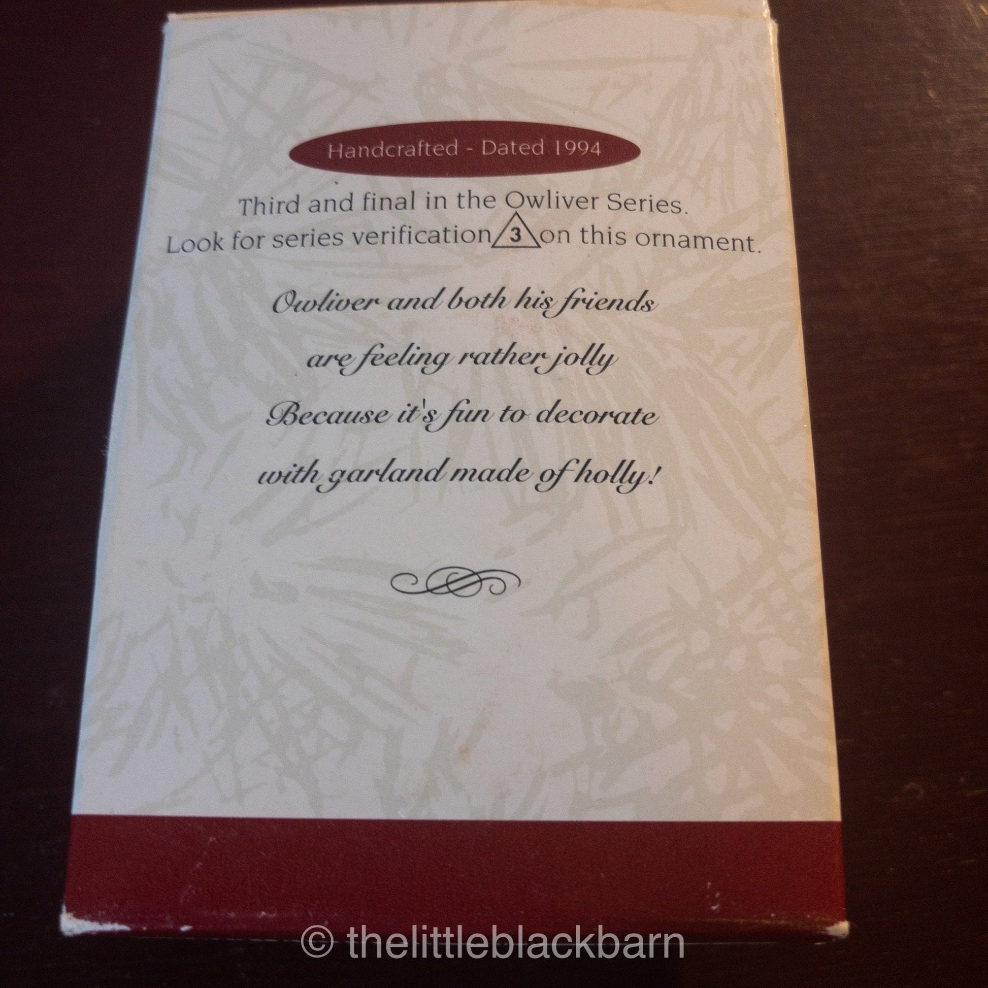 Hallmark, Owliver, Keepsake Ornament, Dated 1994, Collector's Series,  QX5226