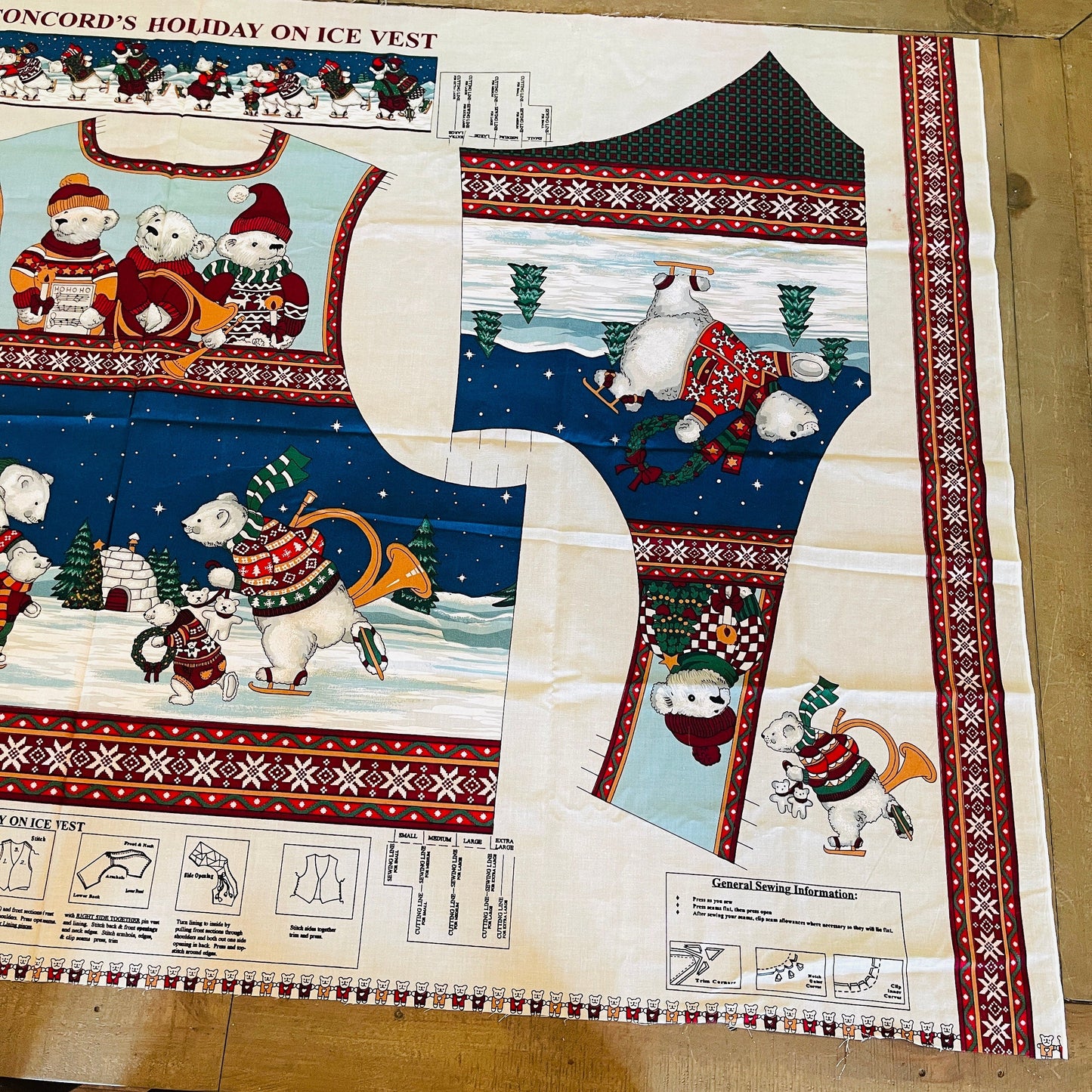 Concord's Holiday On ice, Vest, Fabric Panel, Fits Small to Extra Large