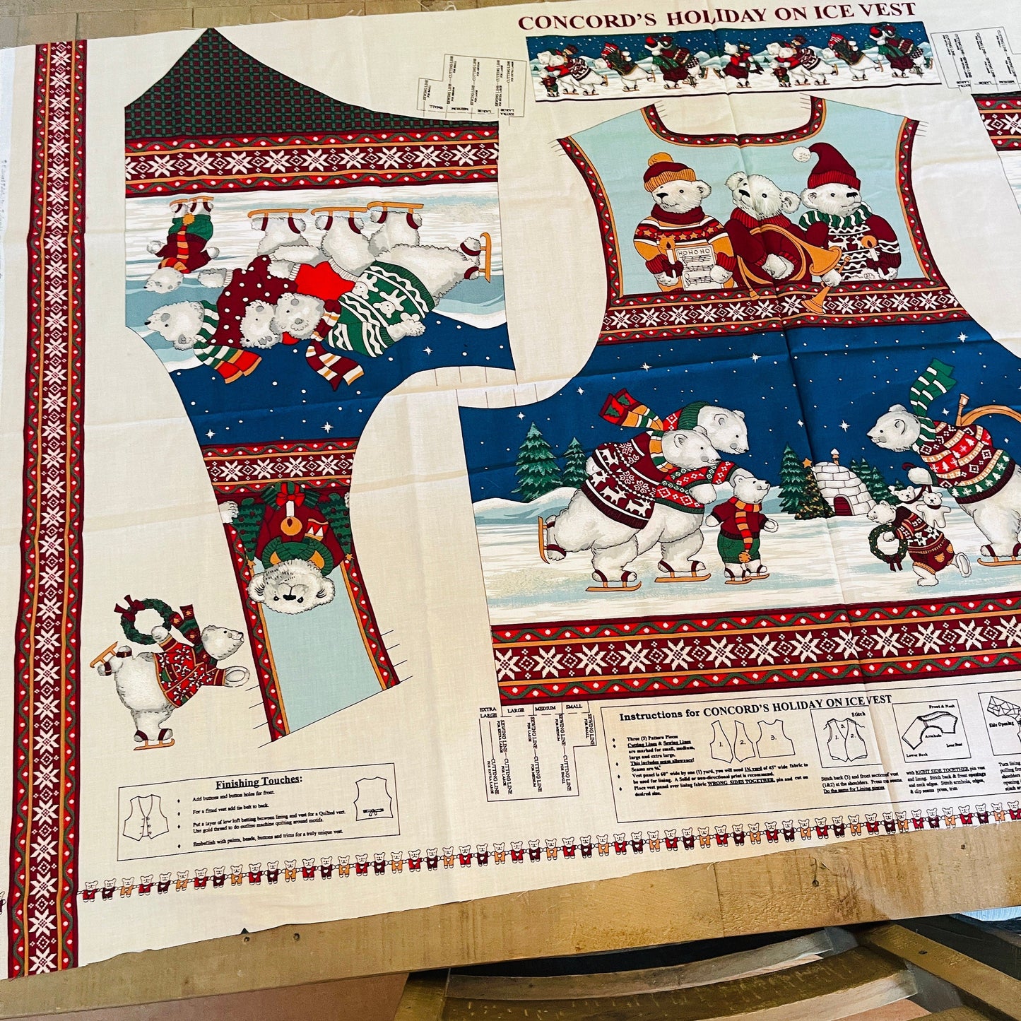 Concord's Holiday On ice, Vest, Fabric Panel, Fits Small to Extra Large