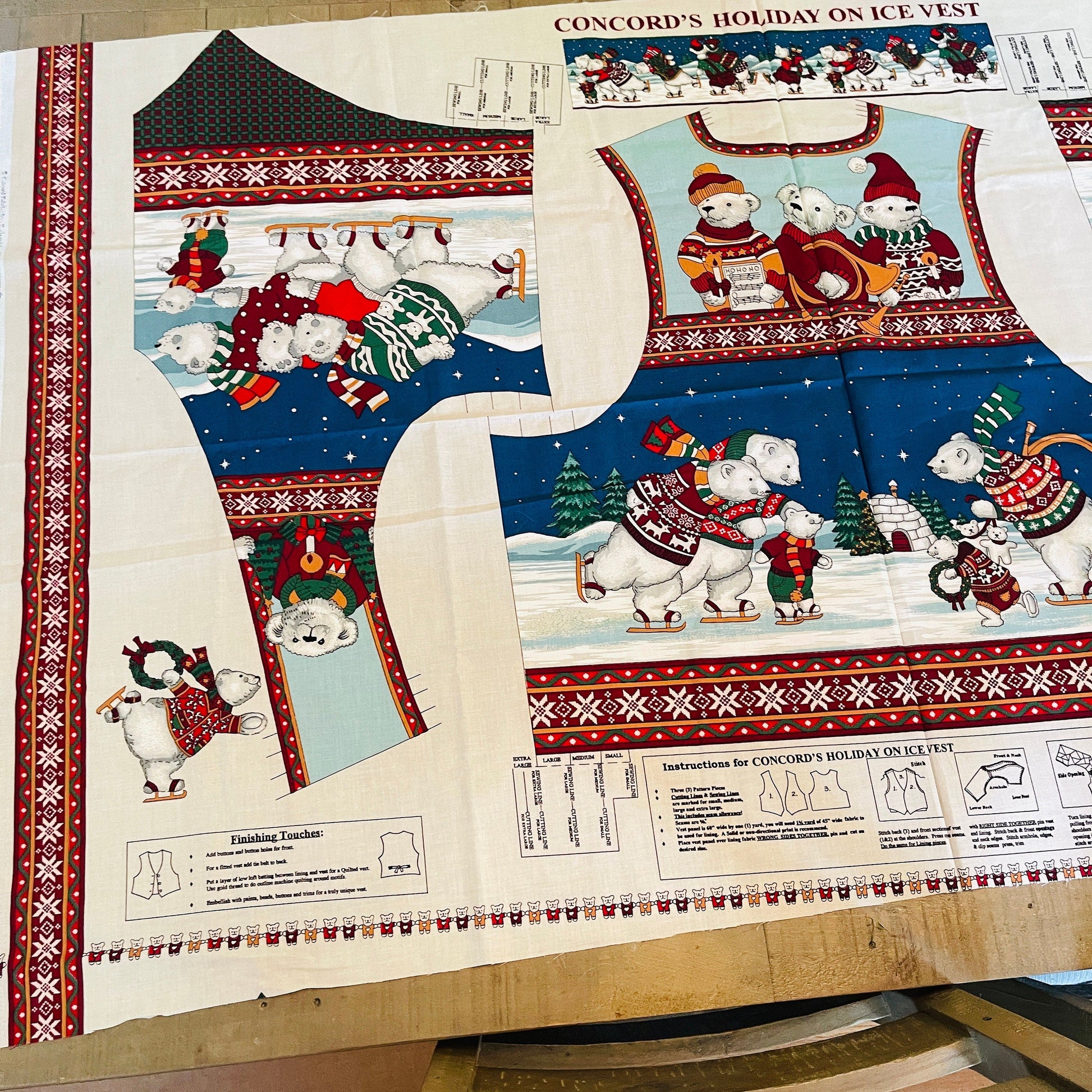 Concord's Holiday On ice, Vest, Fabric Panel, Fits Small to Extra Large