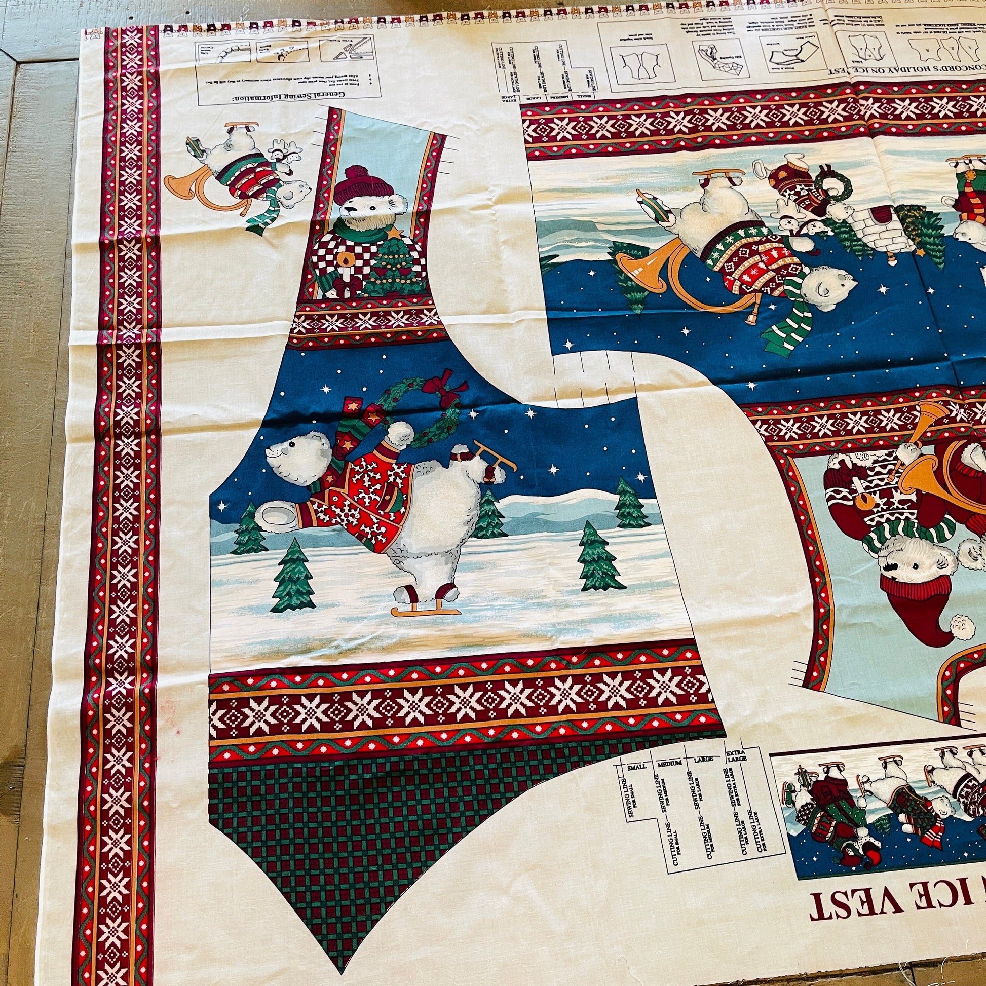 Concord's Holiday On ice, Vest, Fabric Panel, Fits Small to Extra Large