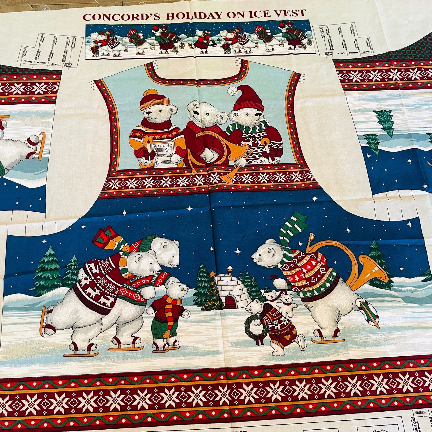 Concord's Holiday On ice, Vest, Fabric Panel, Fits Small to Extra Large