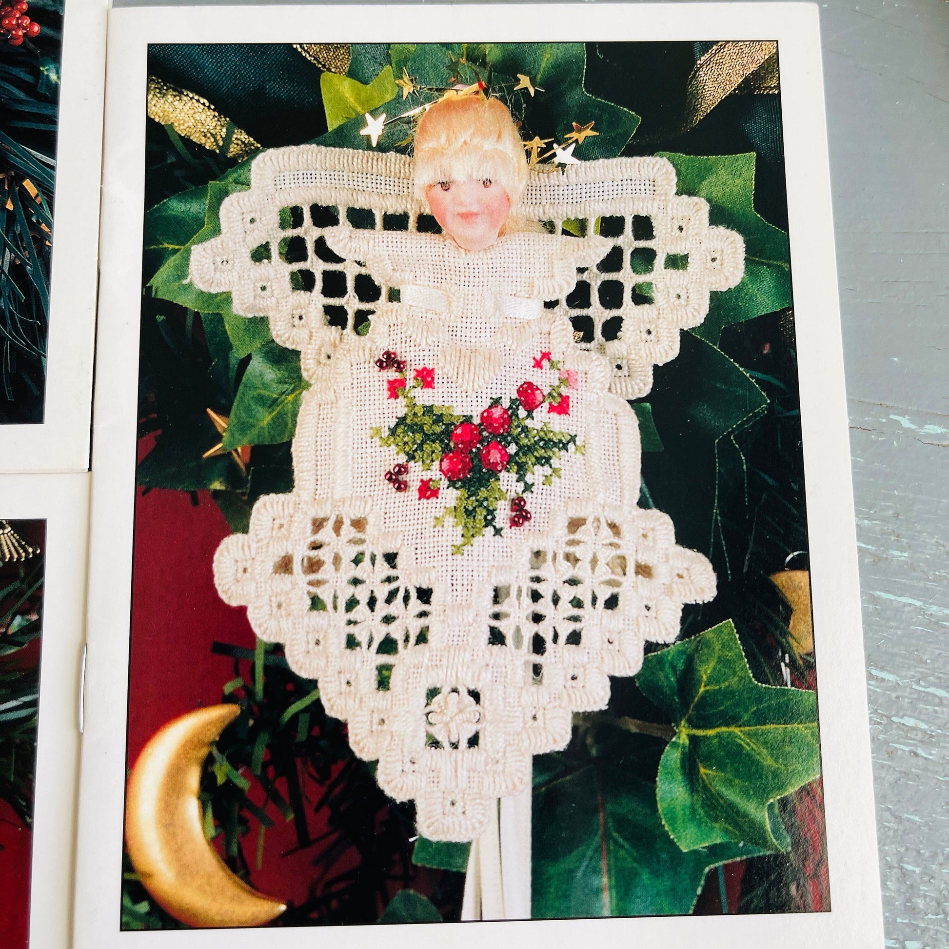 Cross N' Patch, Set of 3, pattern charts vintage 1990s, with 4 inch plastic hoop, see description*