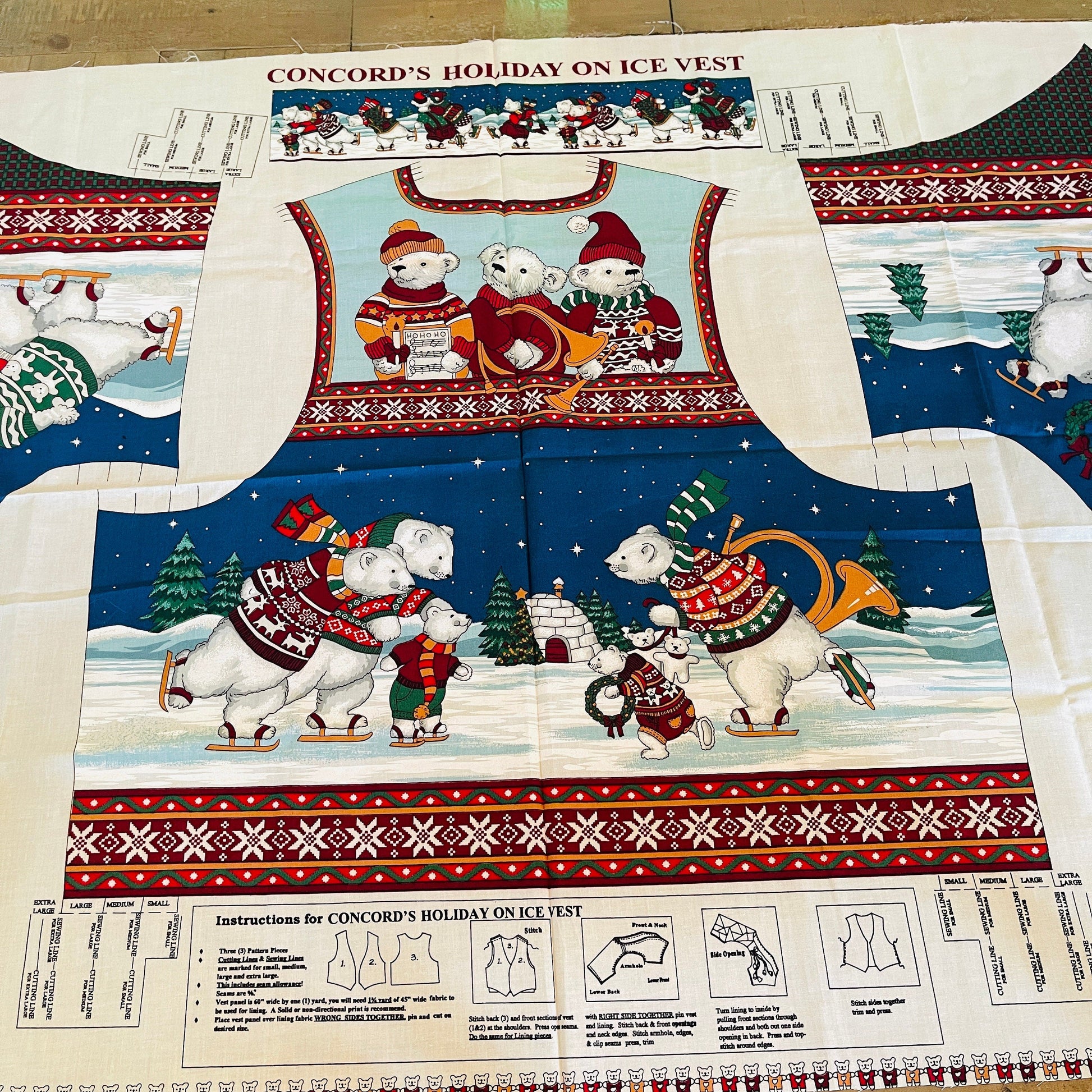 Concord's Holiday On ice, Vest, Fabric Panel, Fits Small to Extra Large