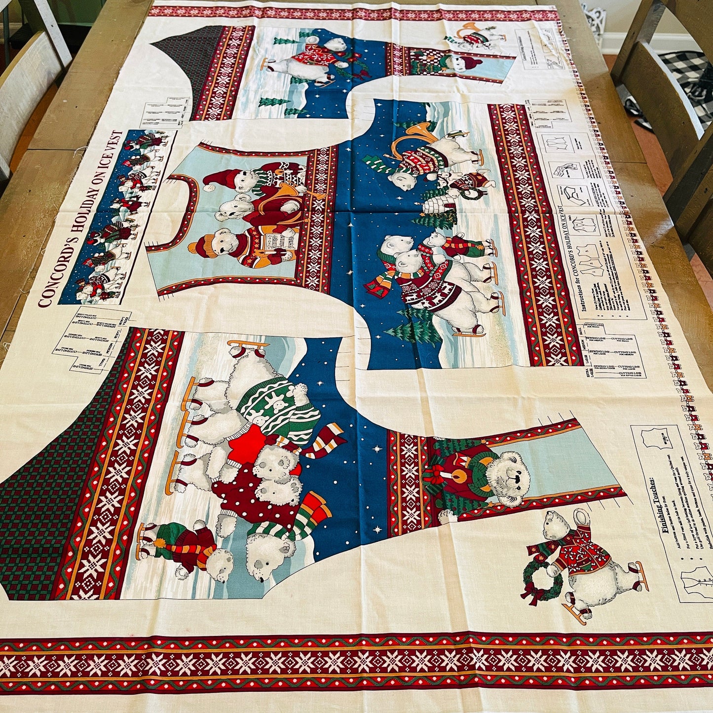 Concord's Holiday On ice, Vest, Fabric Panel, Fits Small to Extra Large