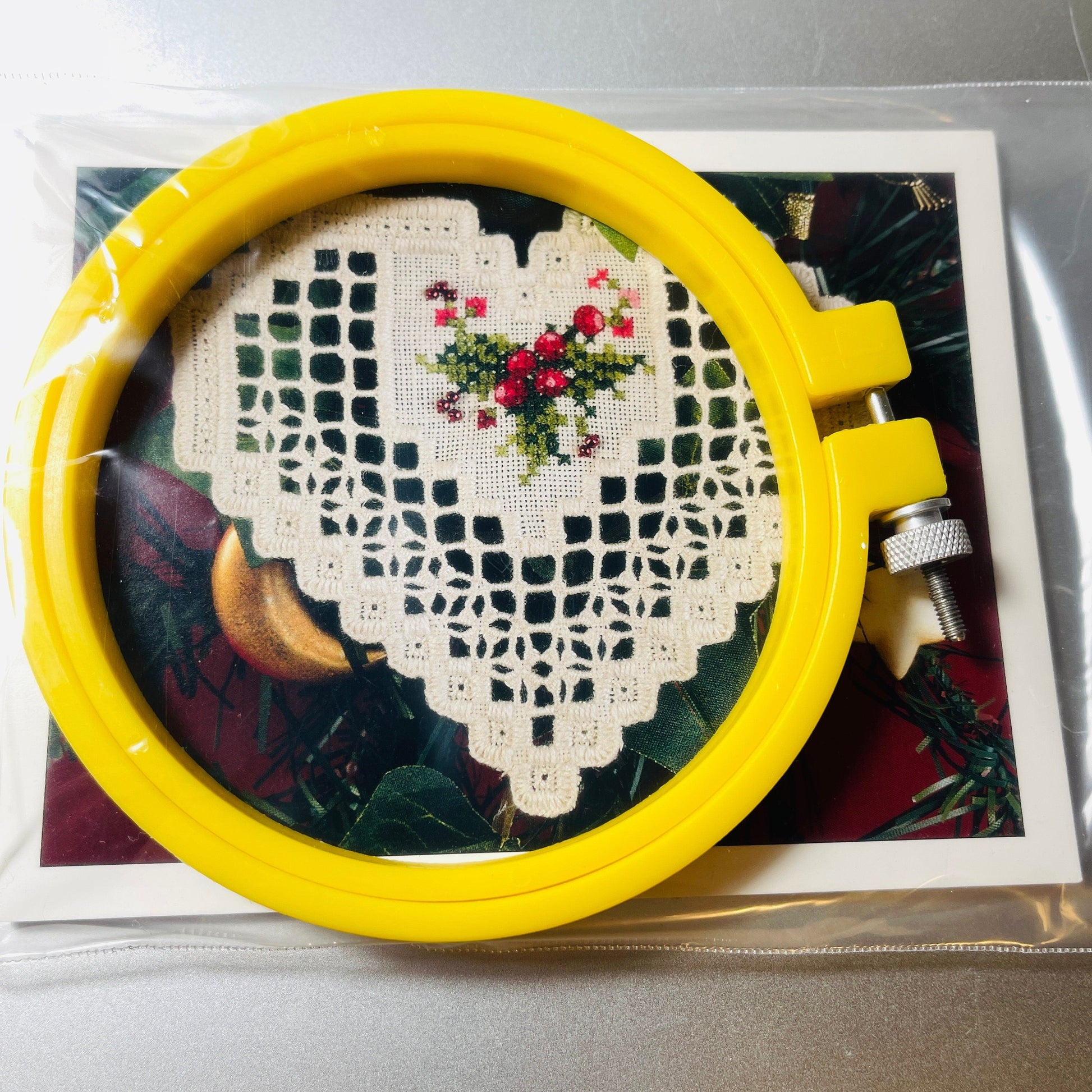 Cross N' Patch, Set of 3, pattern charts vintage 1990s, with 4 inch plastic hoop, see description*