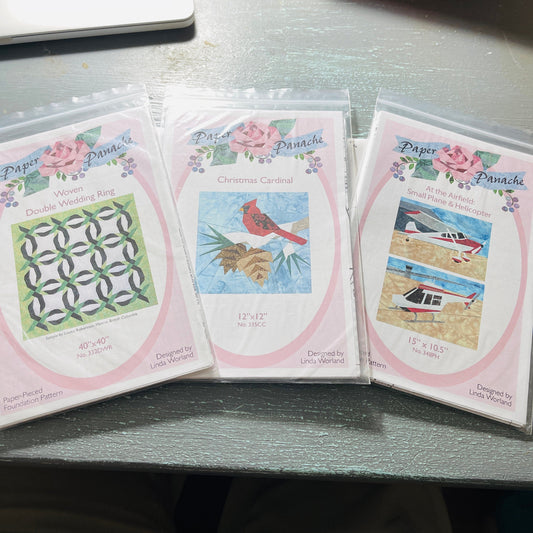 Paper Panache Patterns, Quilting Pattern Choice 0f 3, Paper Pieced Foundation Patterns,, See Description*