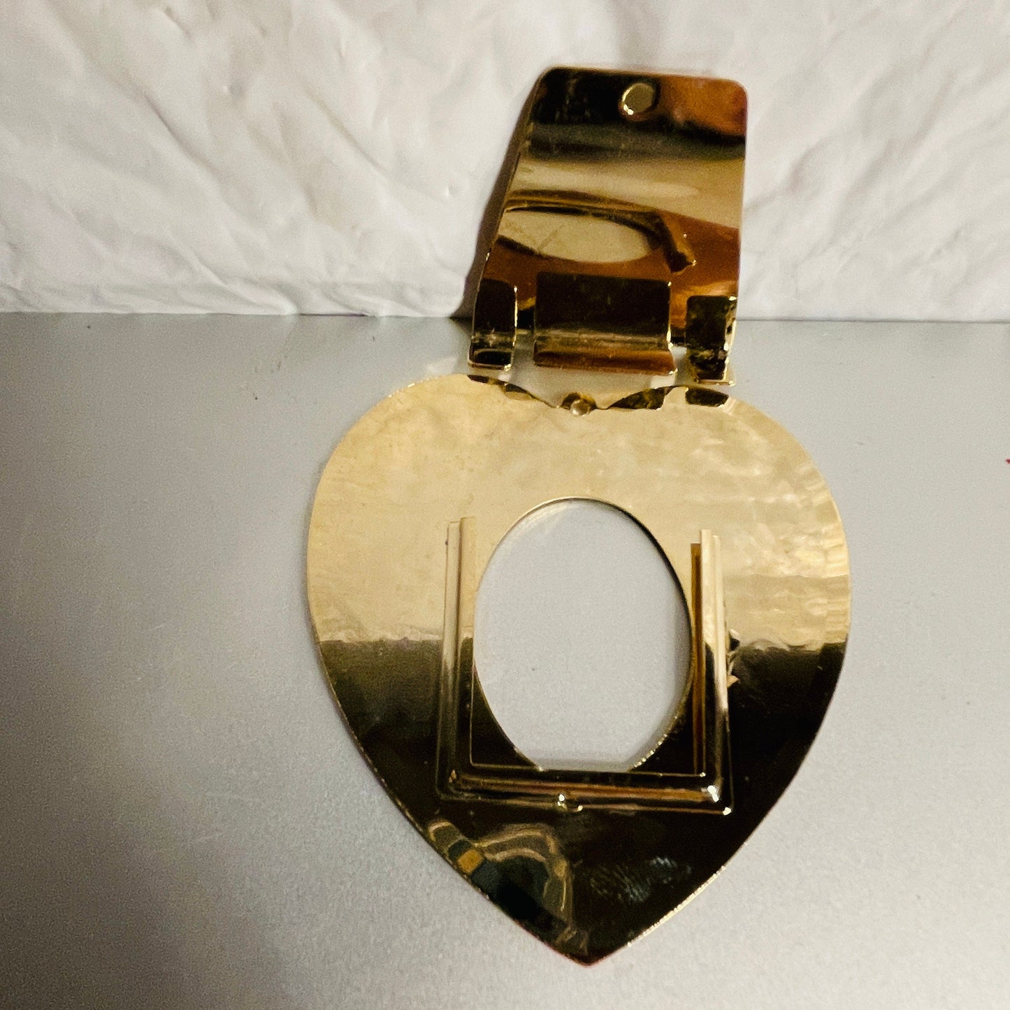 Teddy Bear Or Red Heart, Choice of Gold-Tone Metal Mini Picture Frame Ornaments with Stand