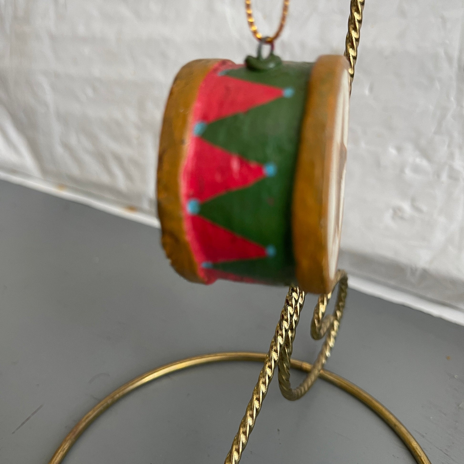 Little Toy Drum Hand Painted Vintage Ornament