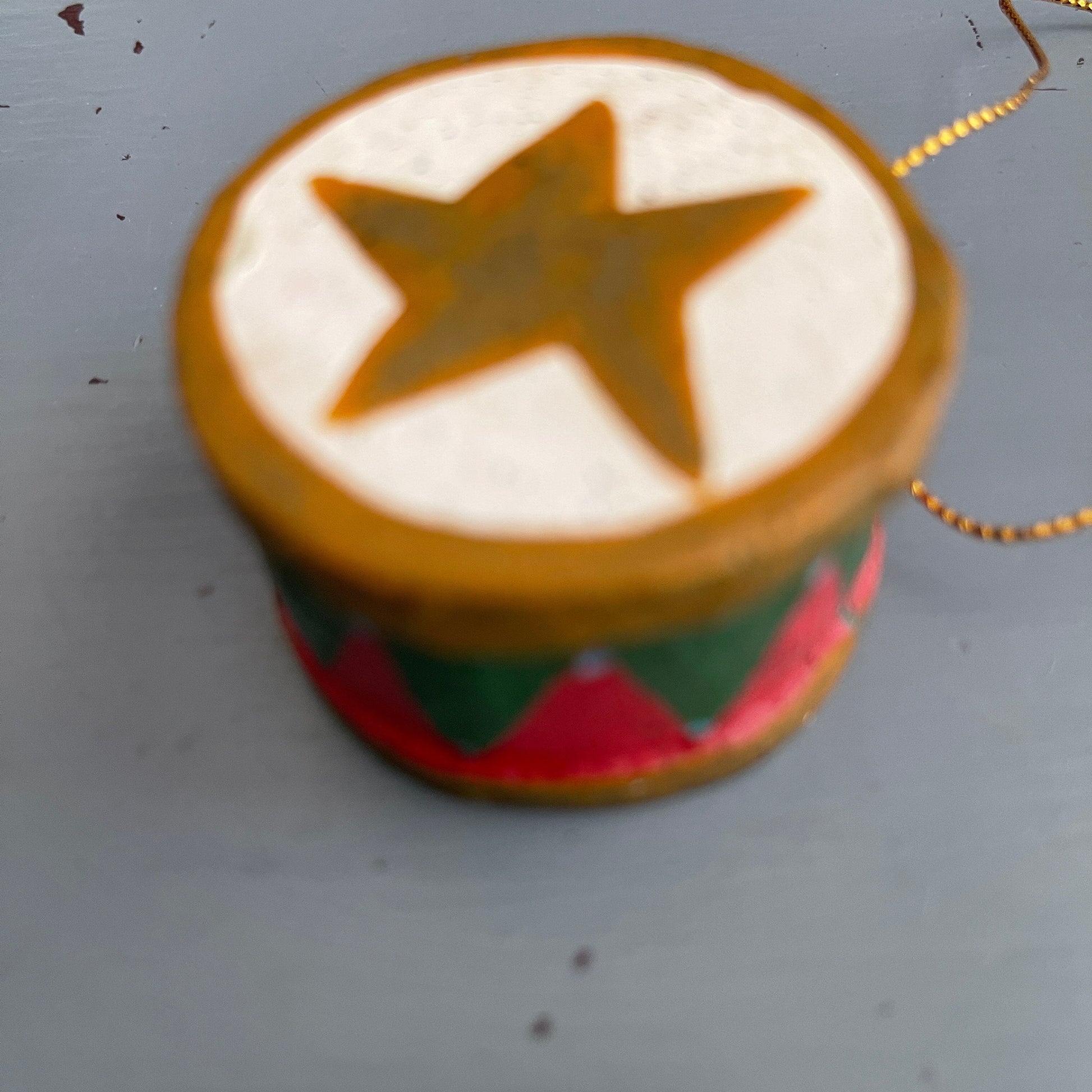 Little Toy Drum Hand Painted Vintage Ornament