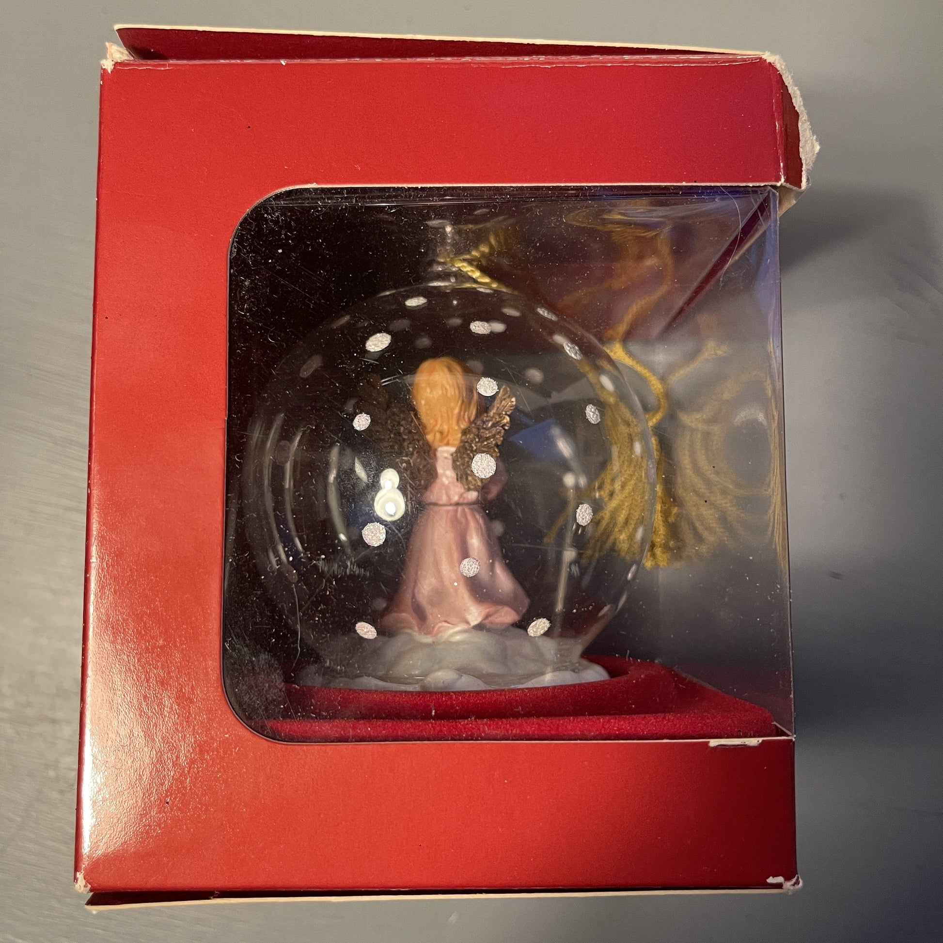 Gorham Winter Follies Crystal Angel Playing a Harp Glass Ball Ornament