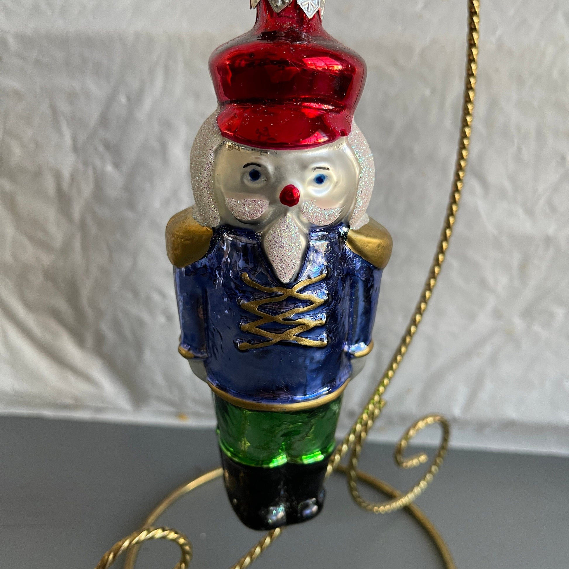 Nutcracker Pair of Toy Soldier Glass Christmas Tree Ornaments