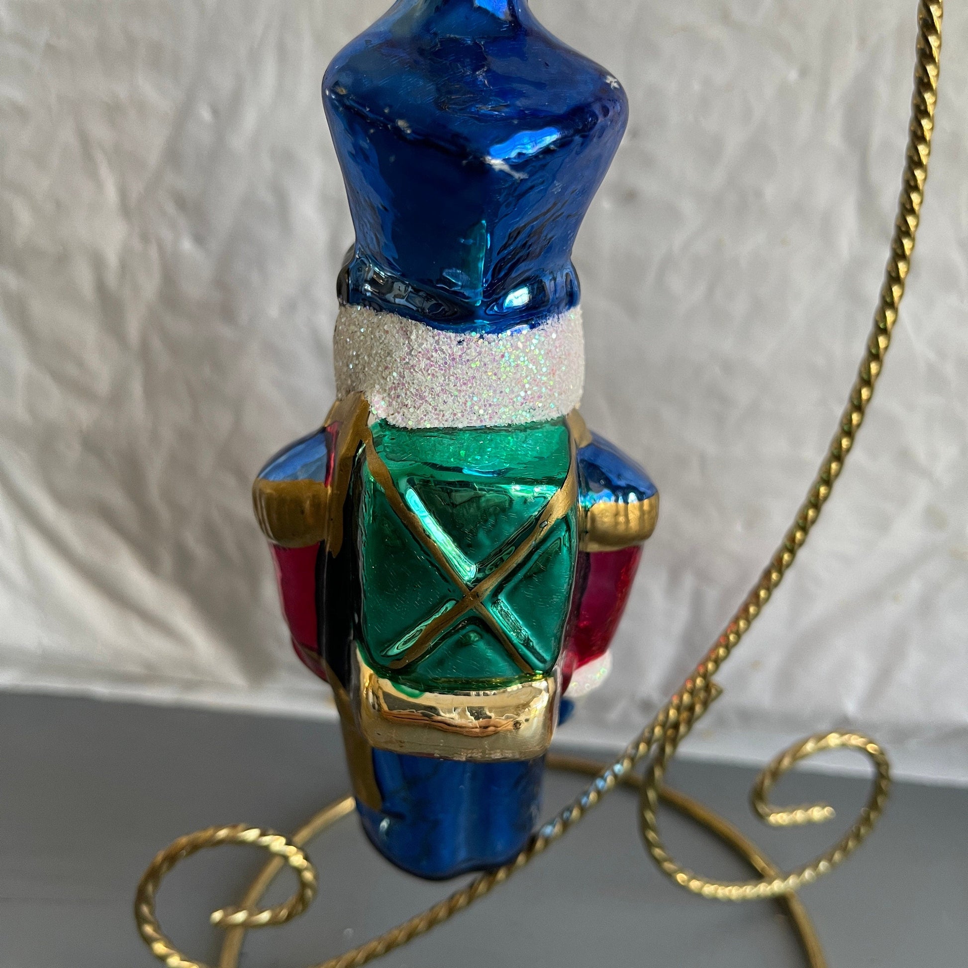 Nutcracker Pair of Toy Soldier Glass Christmas Tree Ornaments