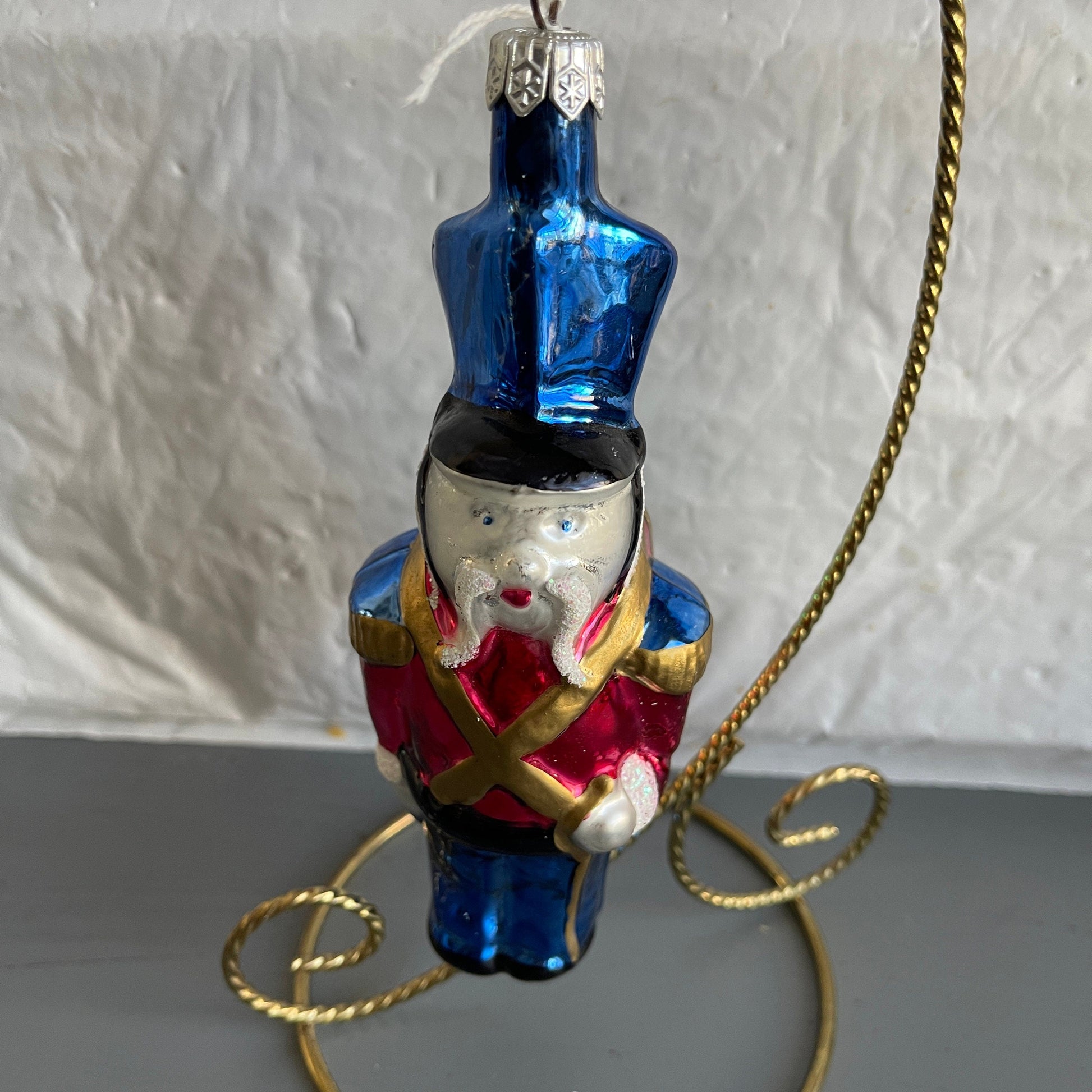 Nutcracker Pair of Toy Soldier Glass Christmas Tree Ornaments
