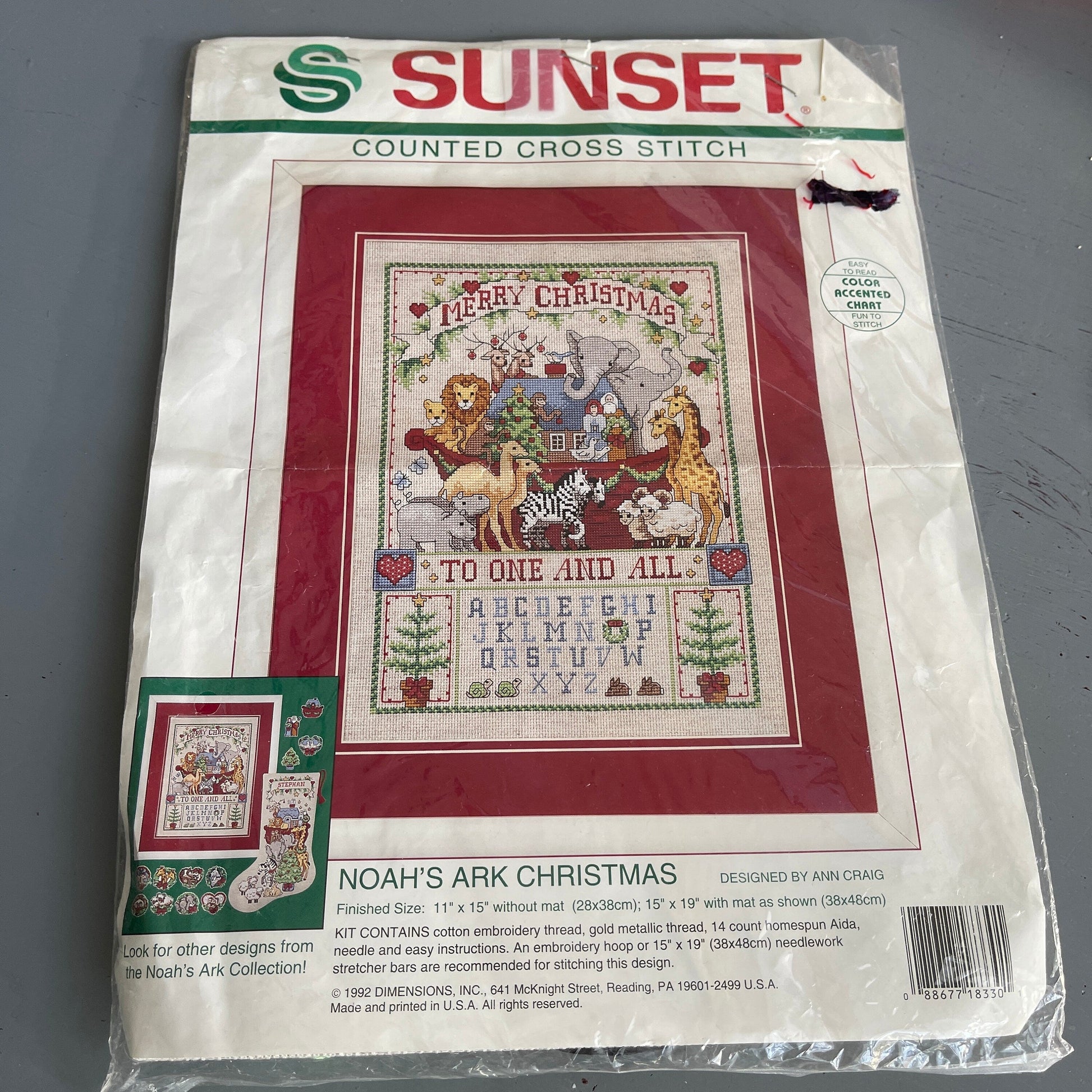 Sunset Noah's Ark Christmas Vintage 1992 Counted Cross Stitch Kit 11 By 15 Inches*